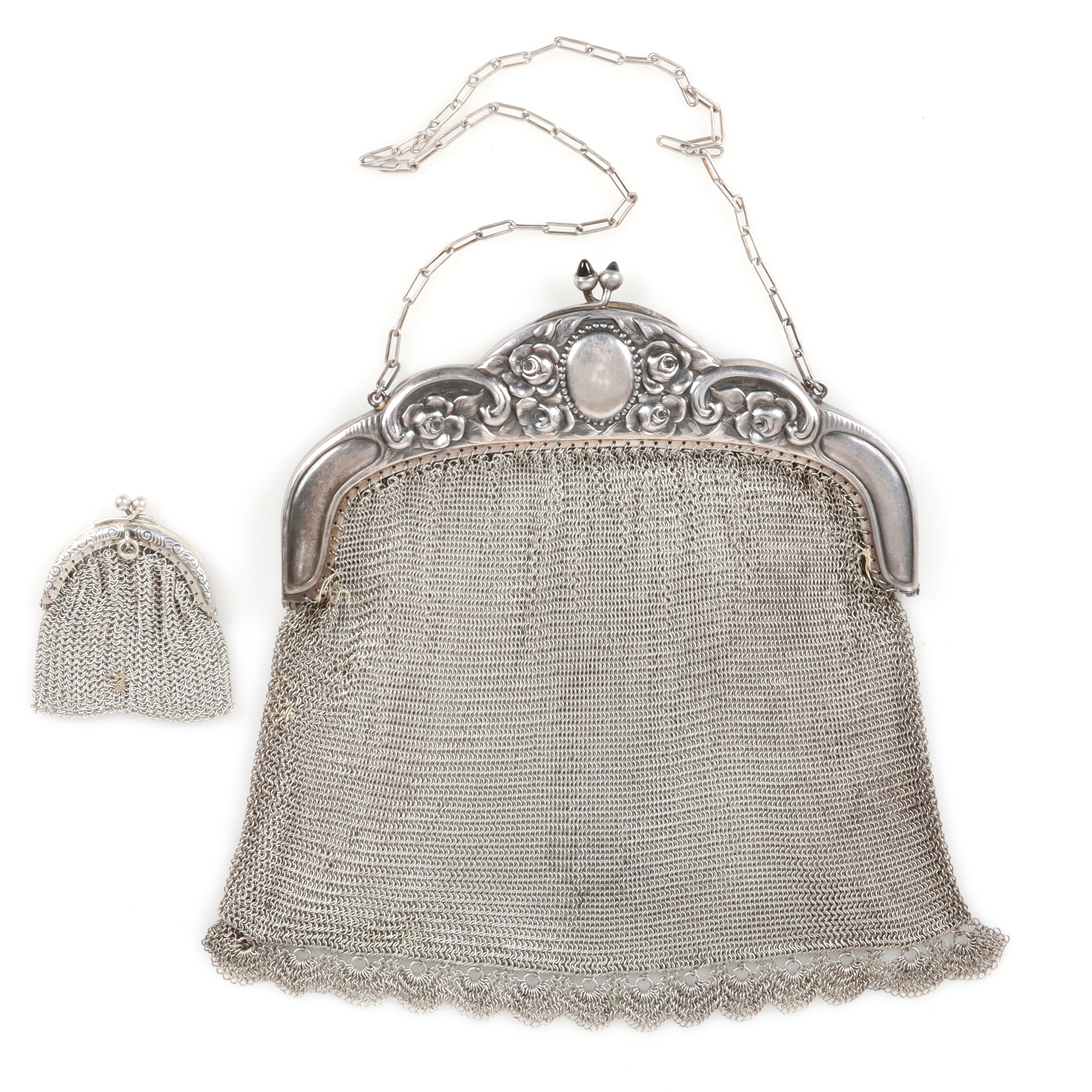 AFTONVÄSKA/PORTMONÄ, nysilver/vitmetall, 1900-talets första hälft.