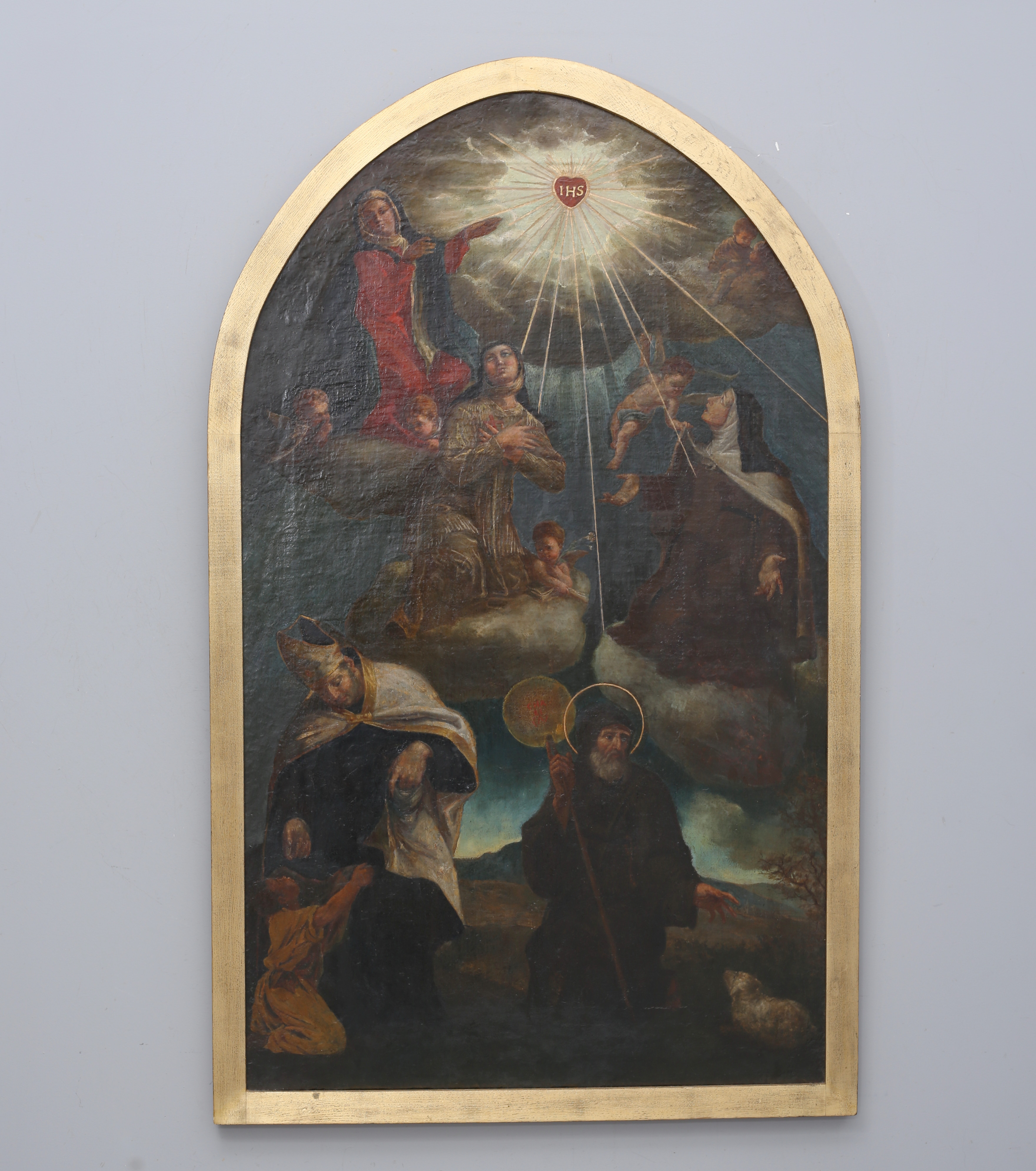 OIDENTIFIERAD KONSTNÄR. Religiöst motiv, olja på duk, möjligen altartavla, 1800-tal.