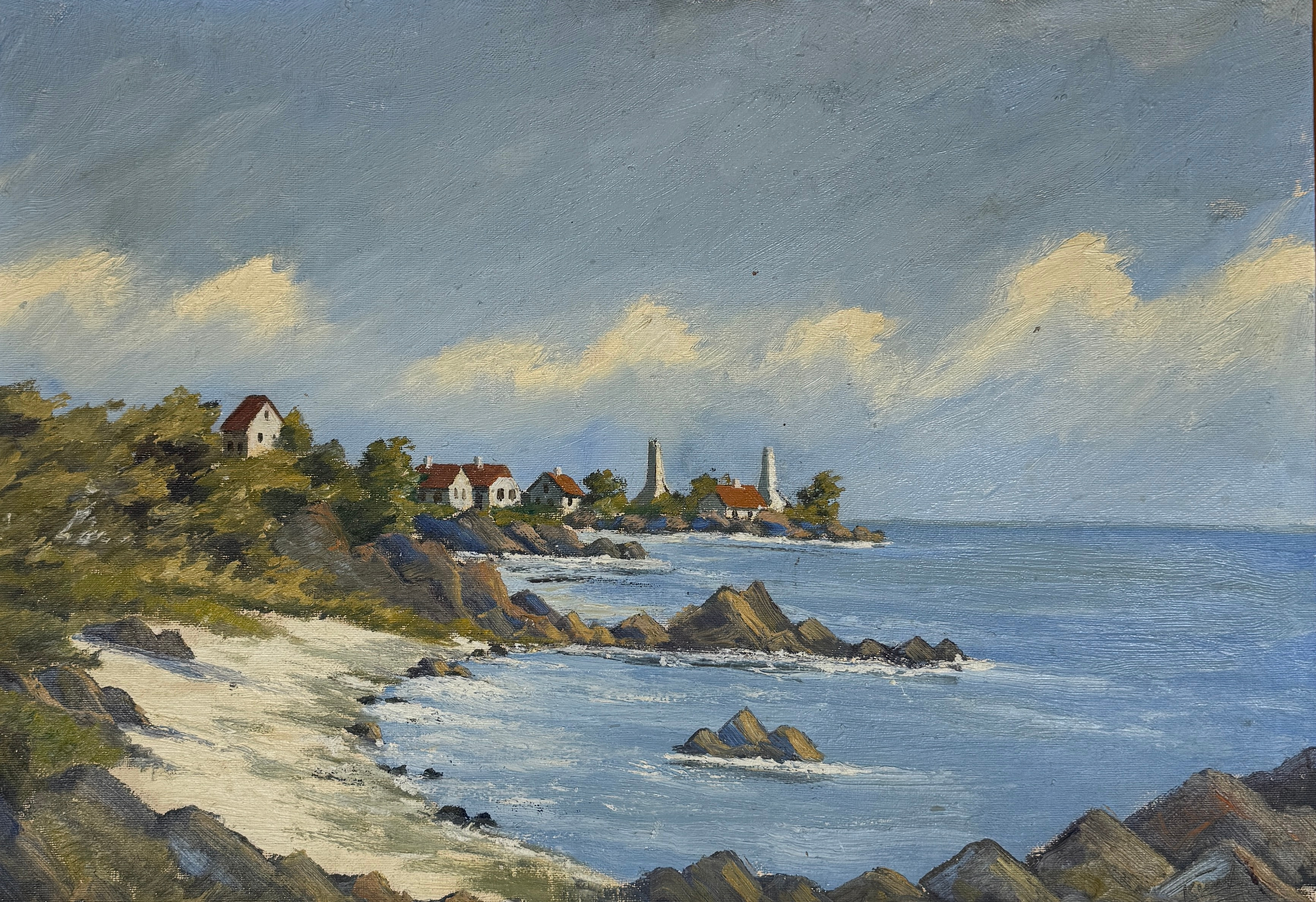 OIDENTIFIERAD KONSTNÄR. Kustlandskap. Olja på duk, otydligt signerad.