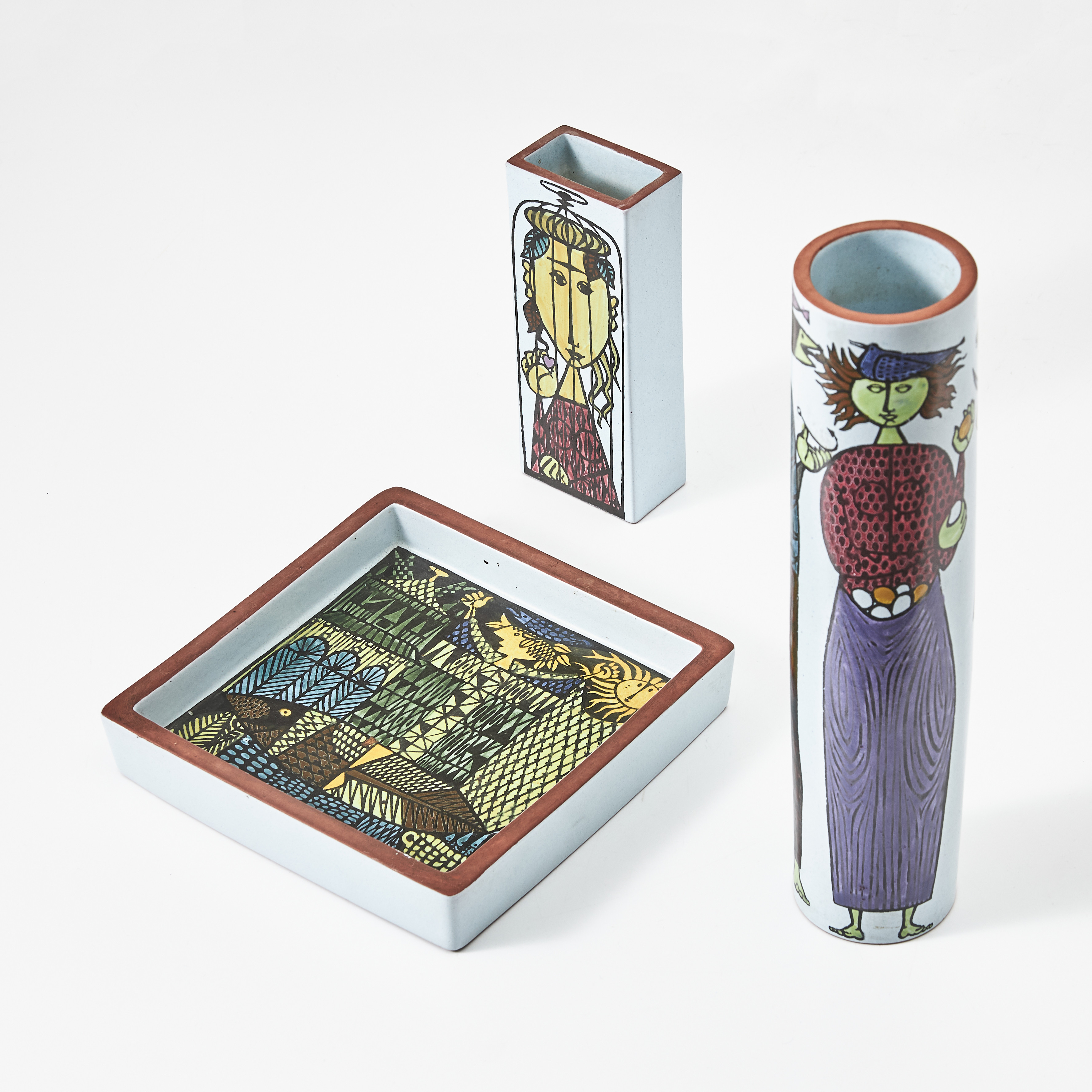 STIG LINDBERG. 3 dlr., "Karneval", signerad, Gustavsberg.