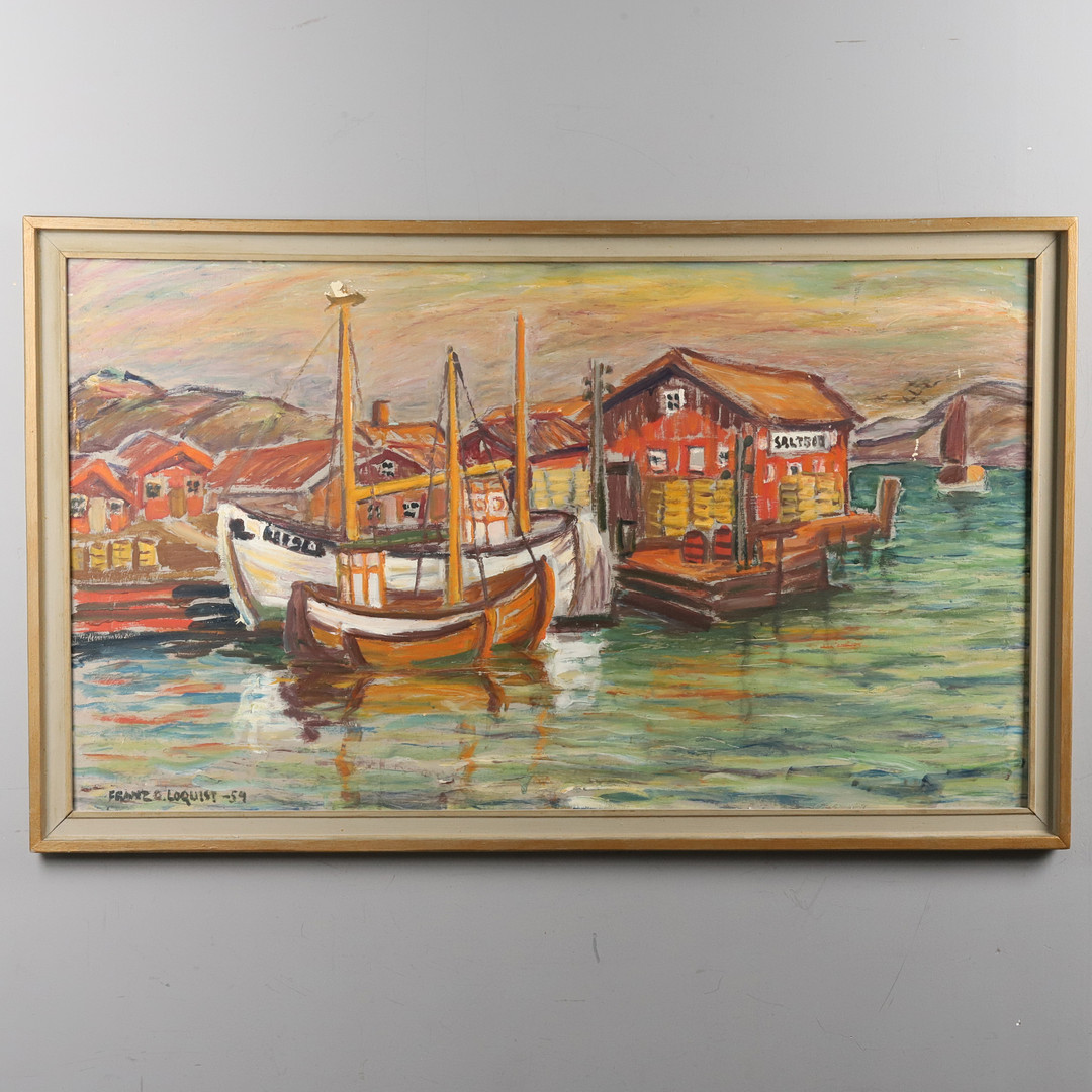 FRANZ LOQUIST. OLJA PÅ PANNÅ, "Saltboden", signerad & daterad -54.