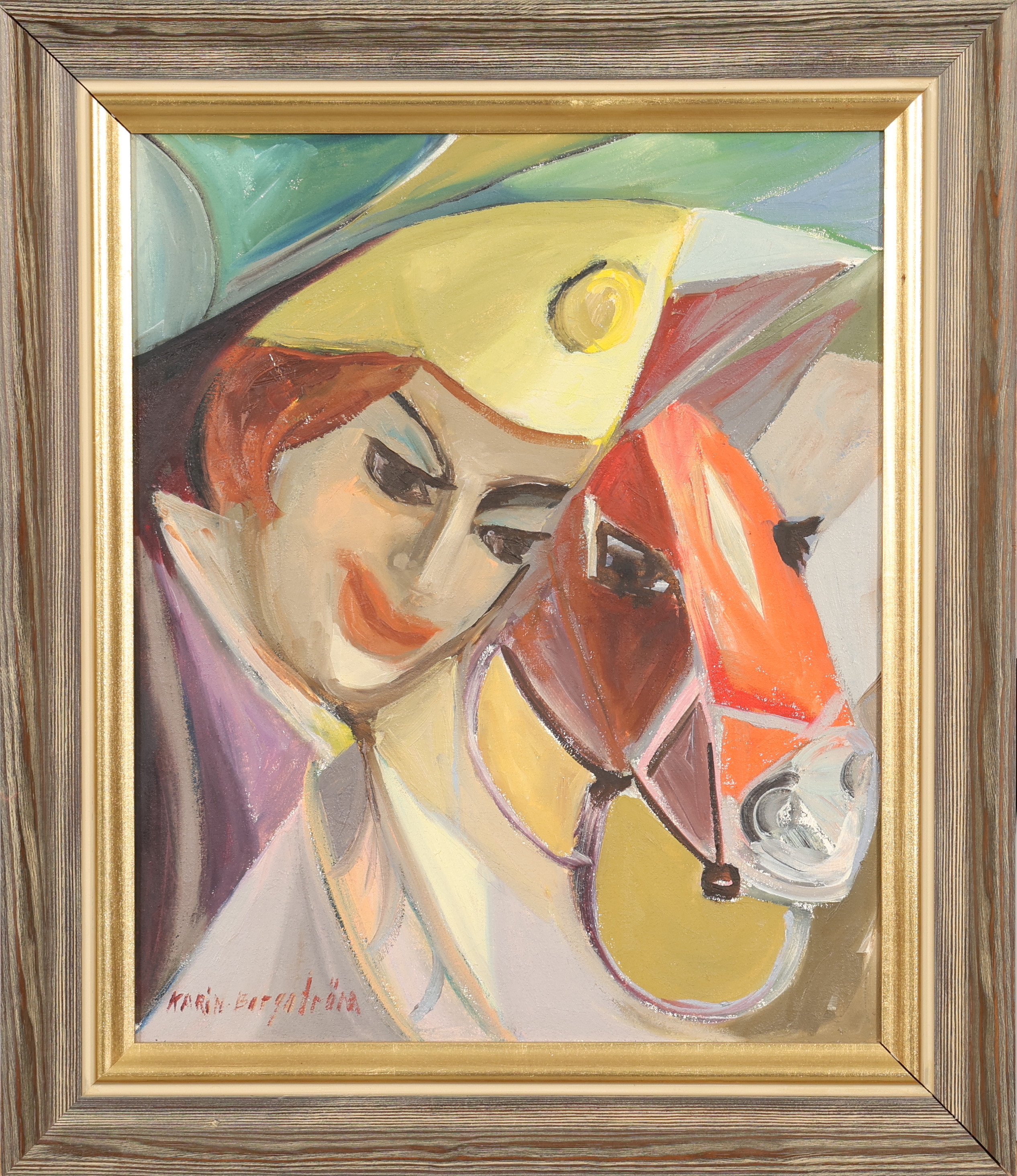 KARIN BORGSTRÖM. OLJA PÅ DUK "Clown" signerad.