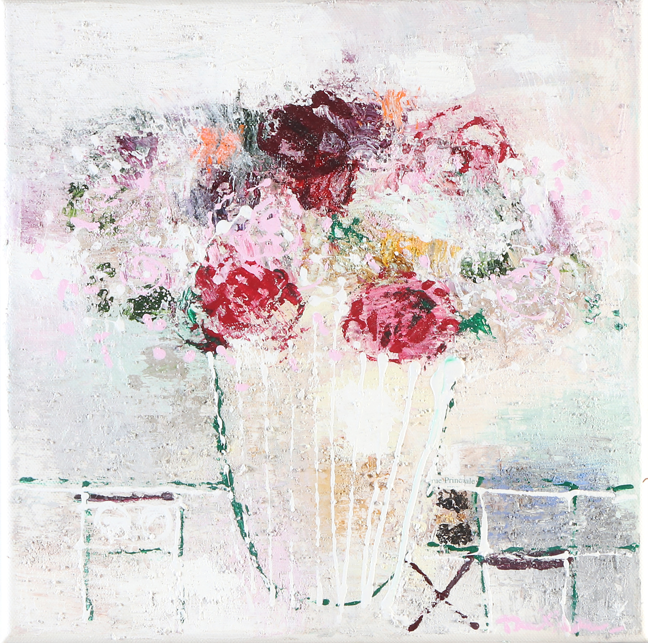 TOVE ANDRESEN. Oljemålning på duk. Stilleben med blombukett. Signerad.