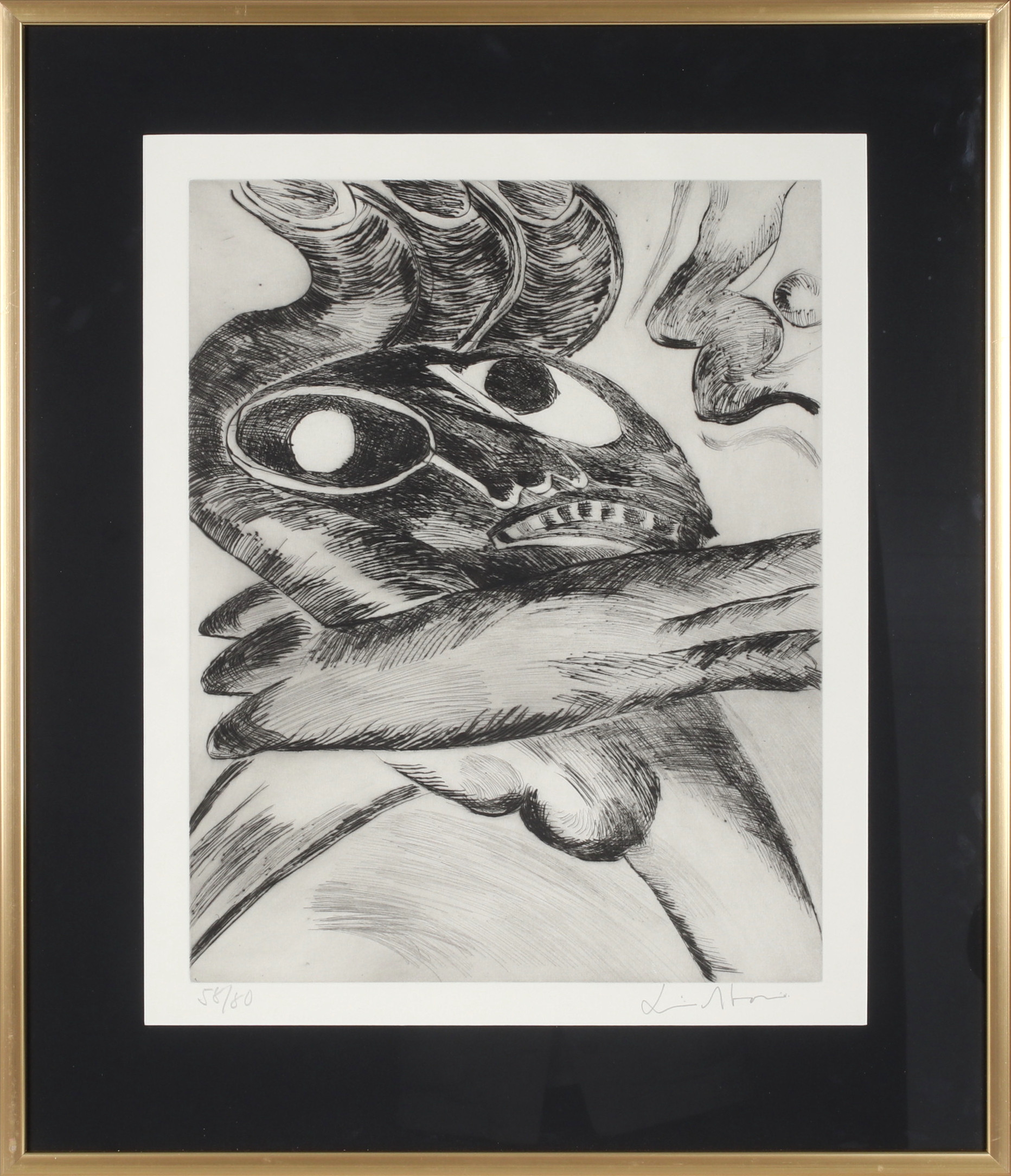 BENGT LINDSTRÖM. Ur serien, "Anges et démons", etsning, signerad och numrerad 58/80.