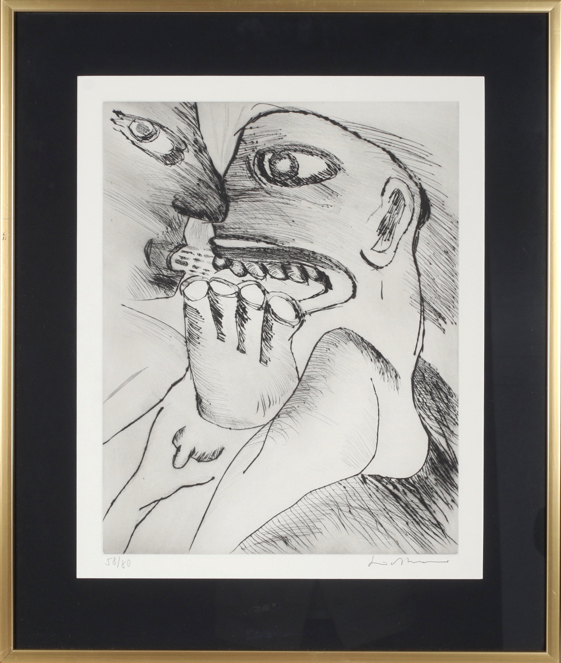 BENGT LINDSTRÖM. Ur serien, "Anges et démons", etsning, signerad och numrerad 58/80.