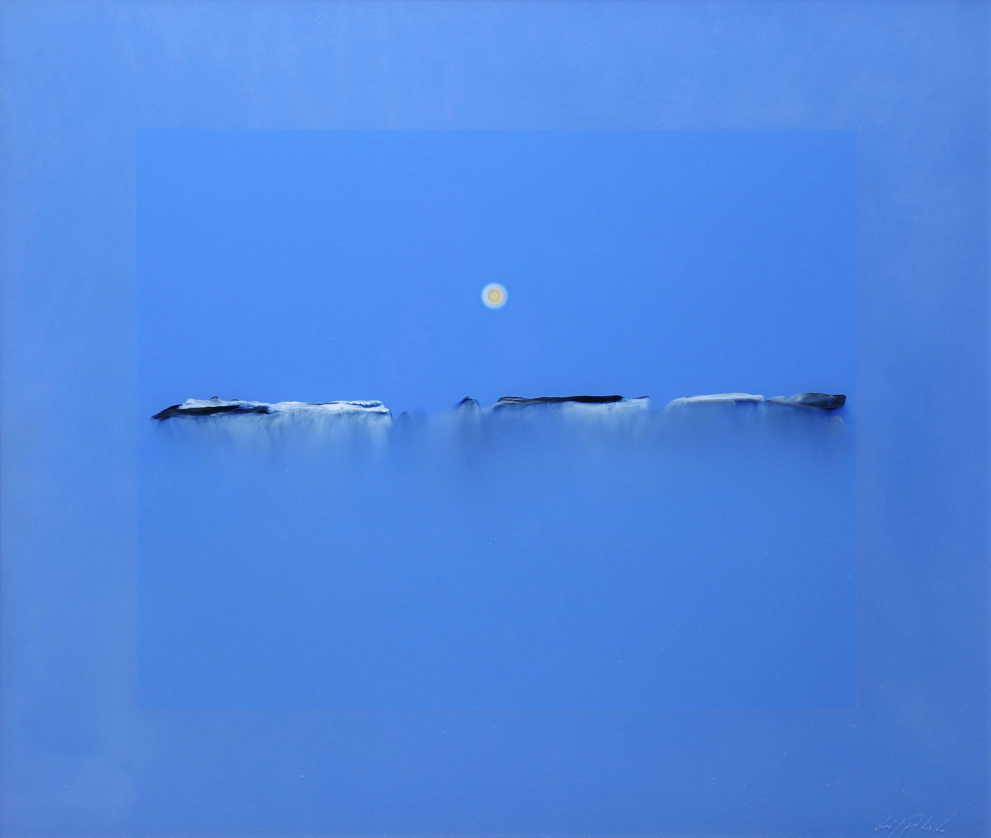 LEIF AHRLE. Glasmålning, komposition, signerad.