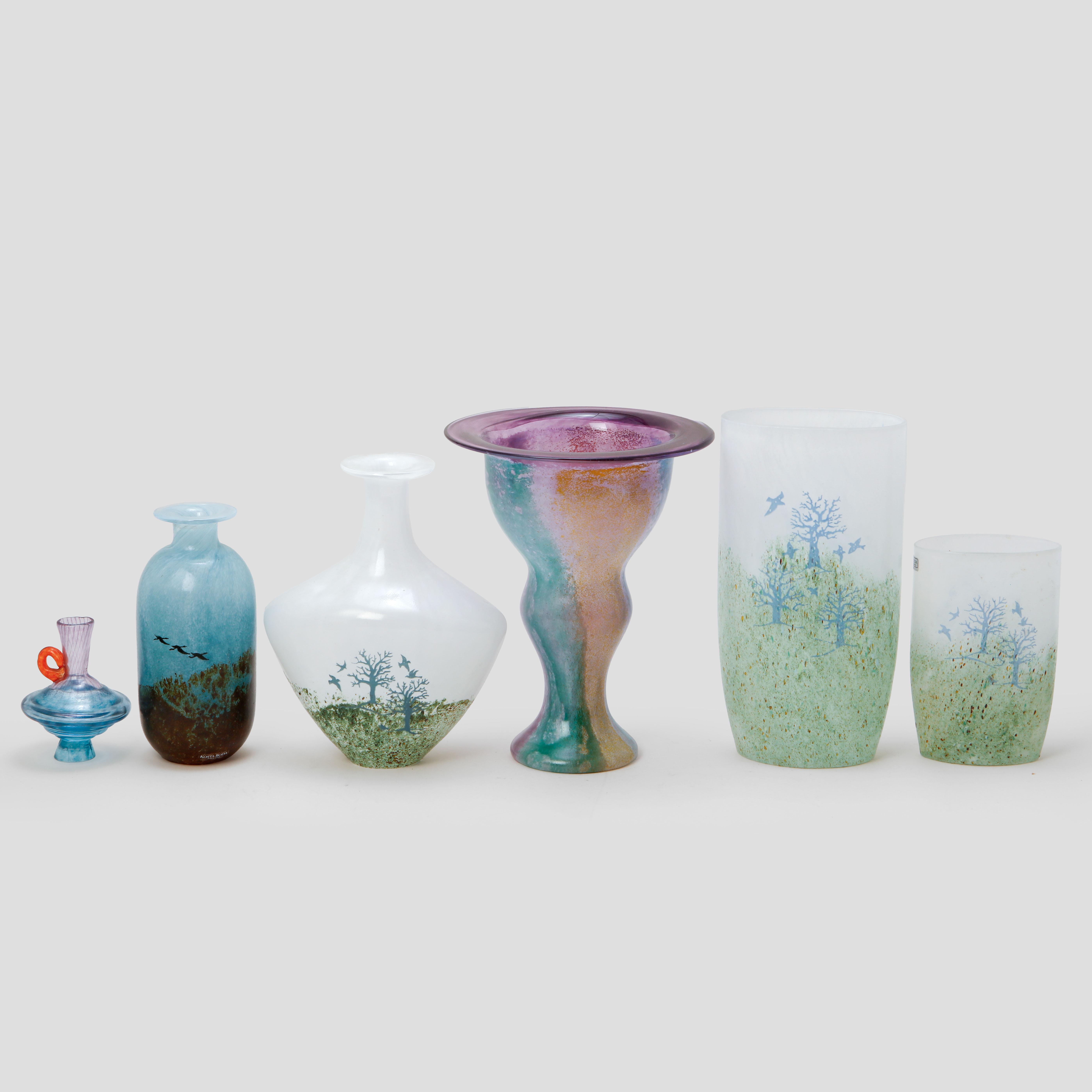 KJELL ENGMAN. Vaser, 6 st, glas, Kosta Boda.