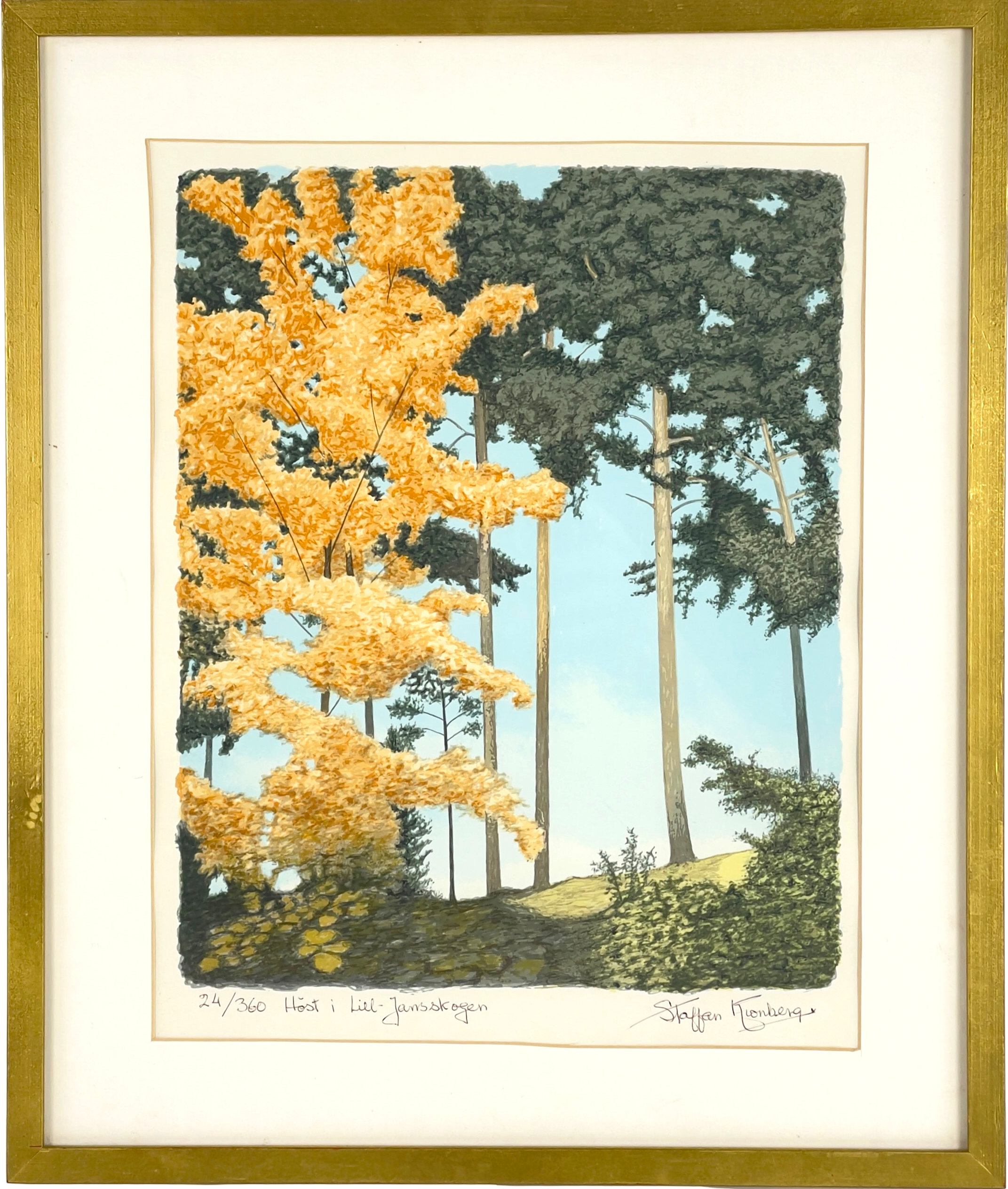 STAFFAN KRONBERG (1902 - 1984), färglitografi, "Höst i Lill-Jansskogen", signerad samt numrerad 24/360.