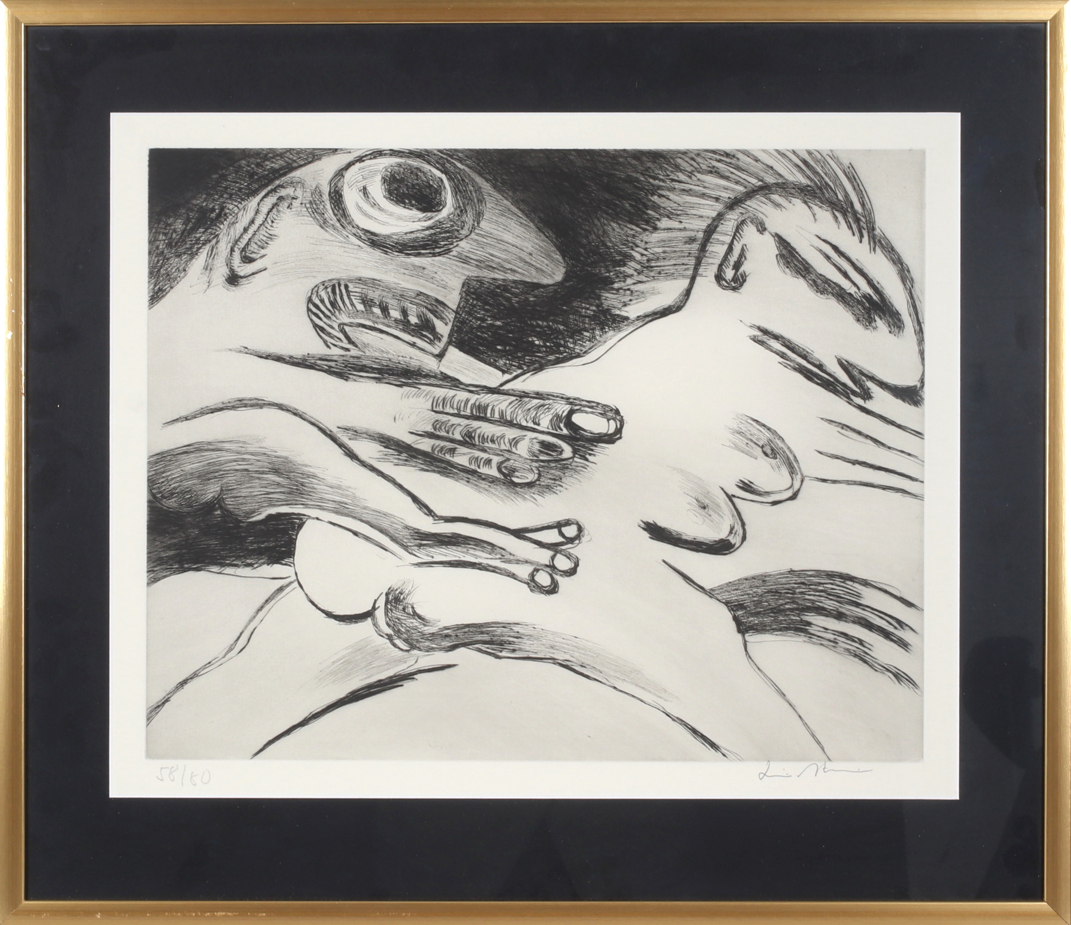 BENGT LINDSTRÖM. Ur serien, "Anges et démons", etsning, signerad och numrerad 58/80.