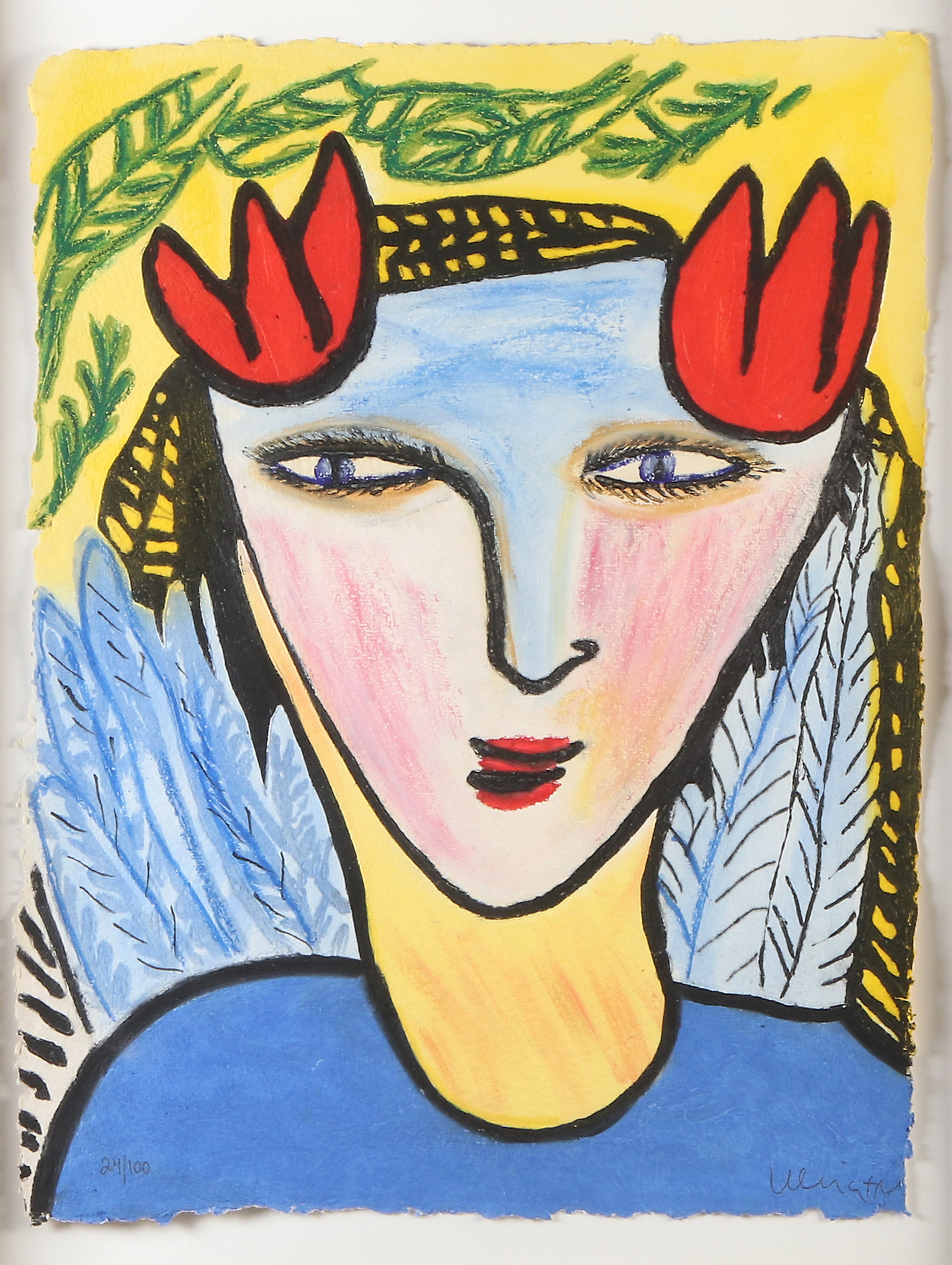 ULRICA HYDMAN-VALLIEN. Litografi, 24/100. Kvinnoporträtt. Signerad.