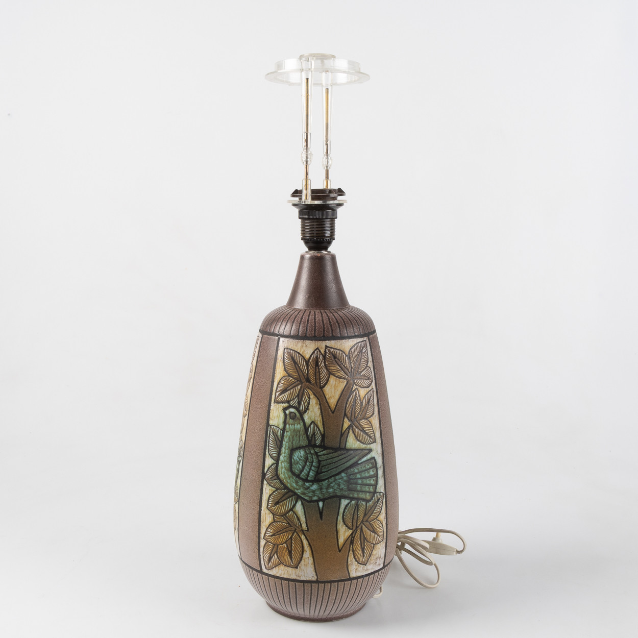 BORDSLAMPA, Törngrens, Falkenberg, keramik med fågeldekor, 1900-talets andra hälft.