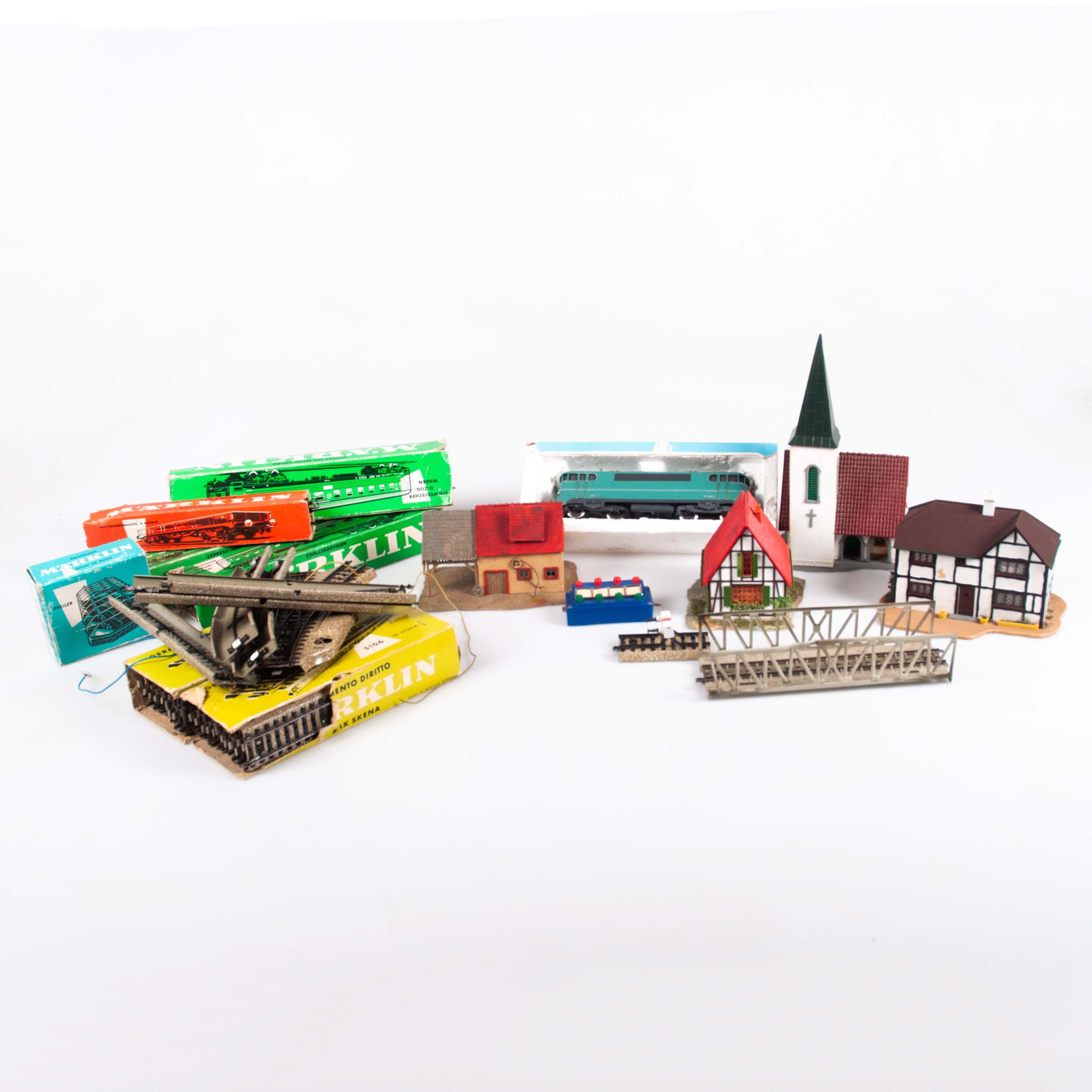 MODELLJÄRNVÄG, parti, Märklin m.m, 1900-talets mitt.