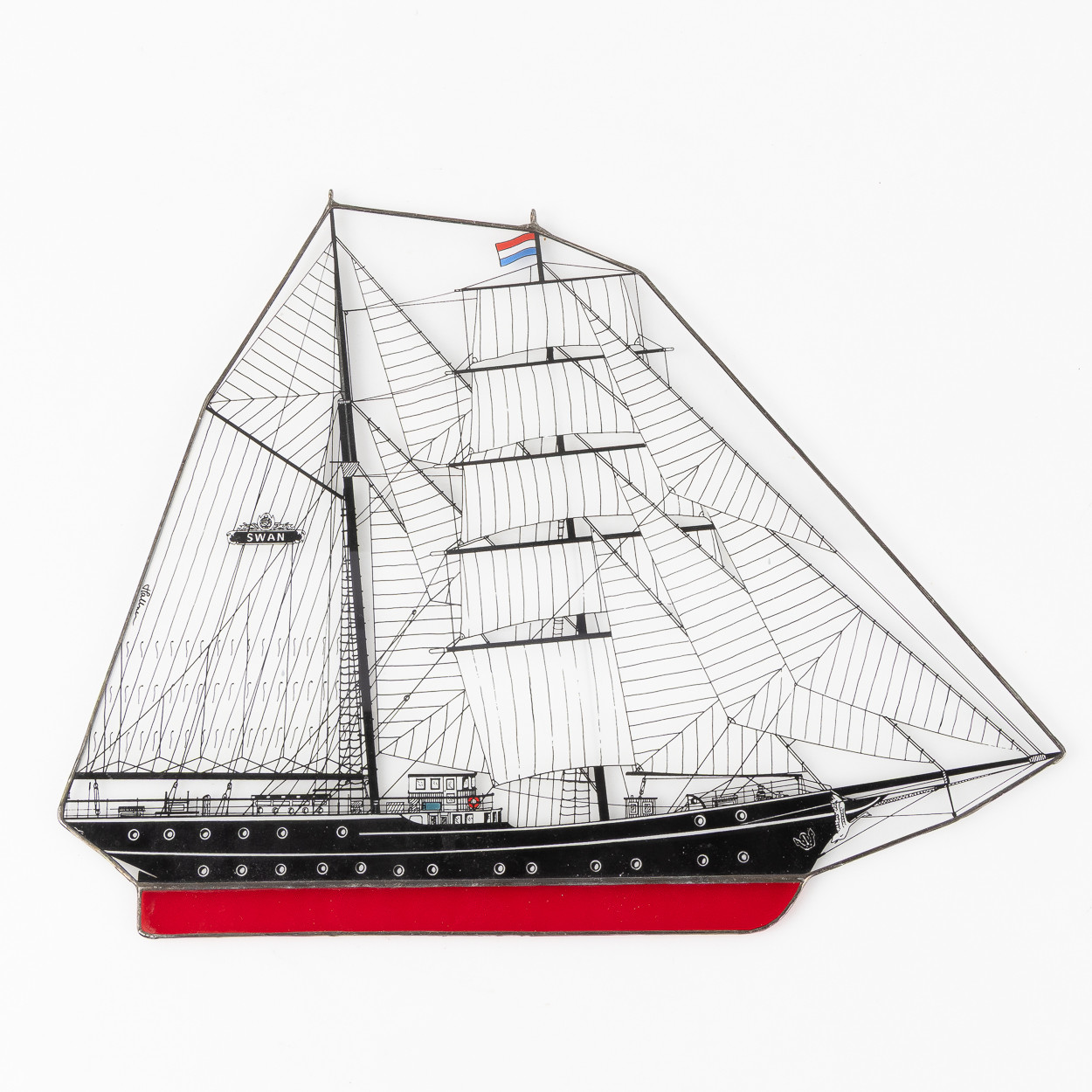 JONAS HALLNER. Fönsterhänge, "Swan", målat glas, Jonstorp.