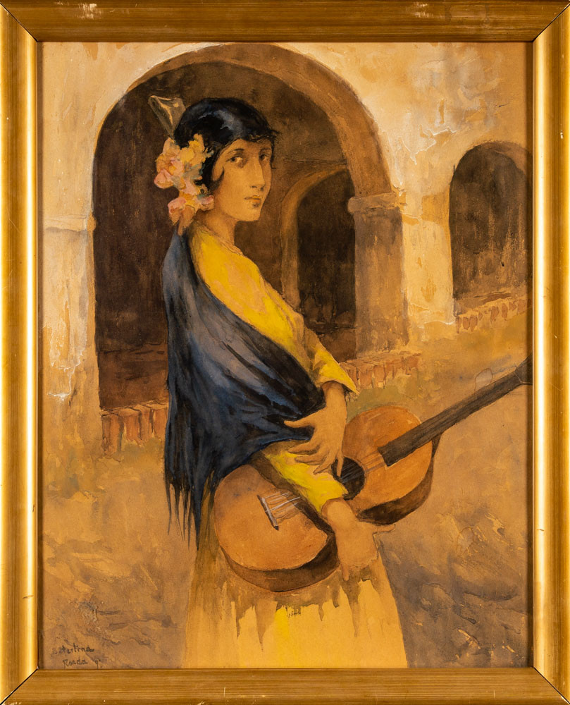 ALLAN ÖSTERLIND. Blandteknik på papper, "Ronda" signerad.