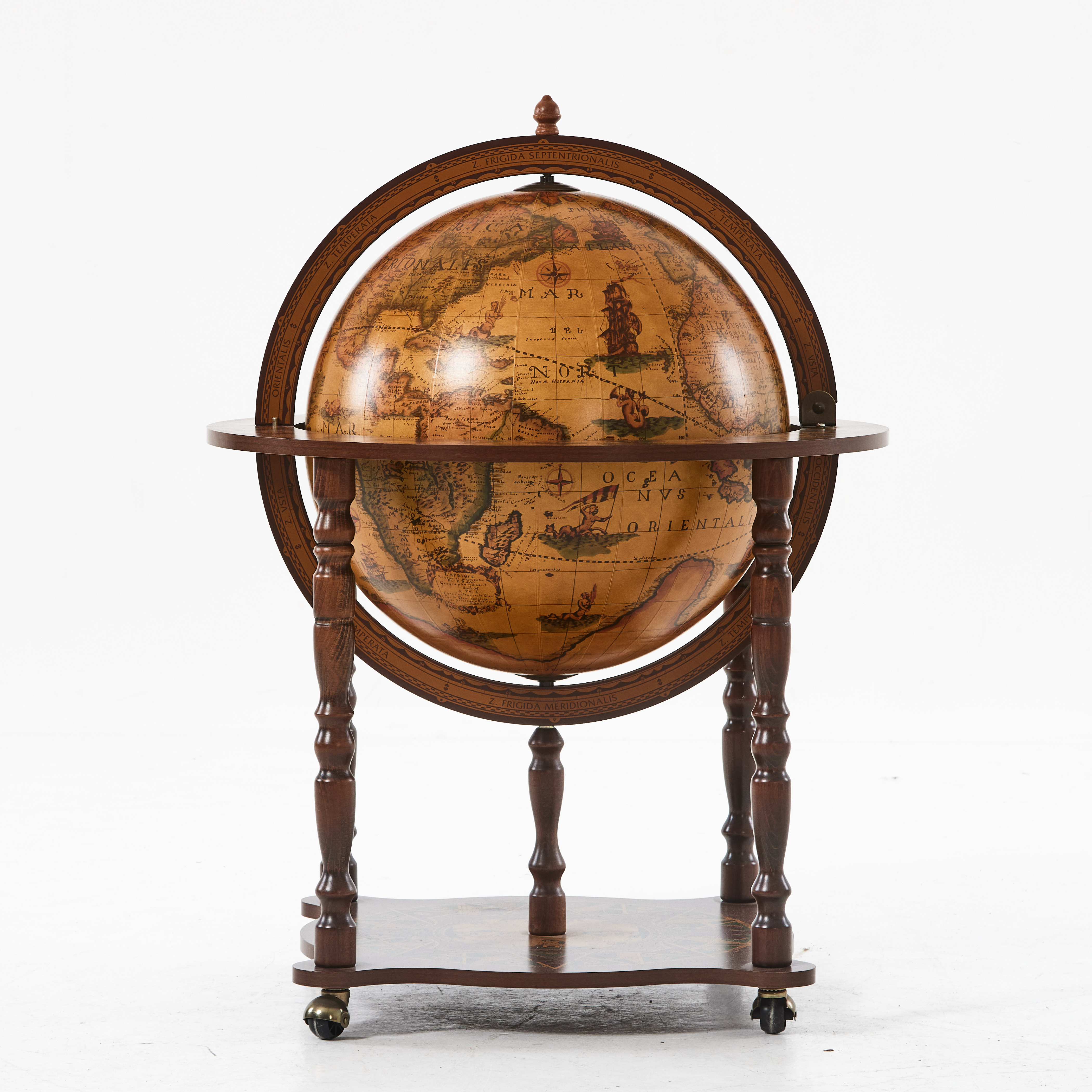 BARSKÅP, 1900-talets andra hälft, i form av jordglob.