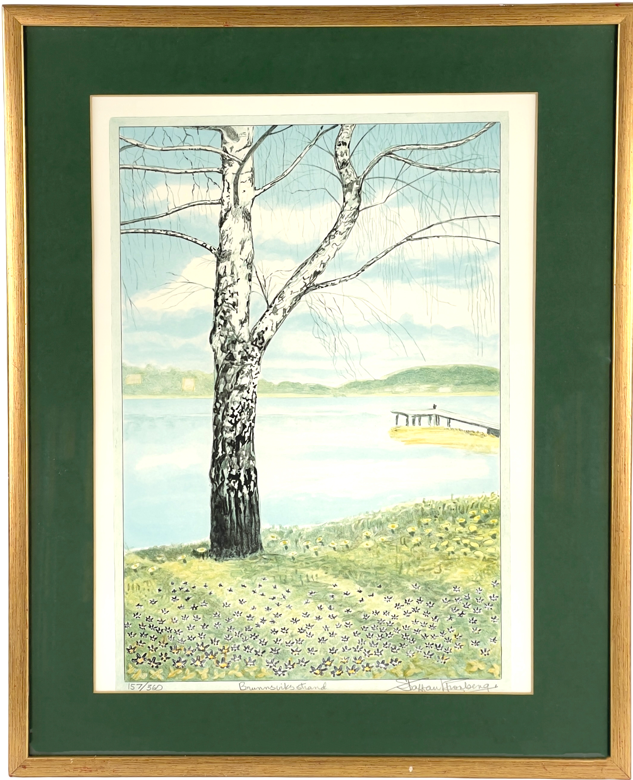 STAFFAN KRONBERG (1902 - 1984), färglitografi, "Brunnsviksstrand", signerad samt numrerad 157/360.