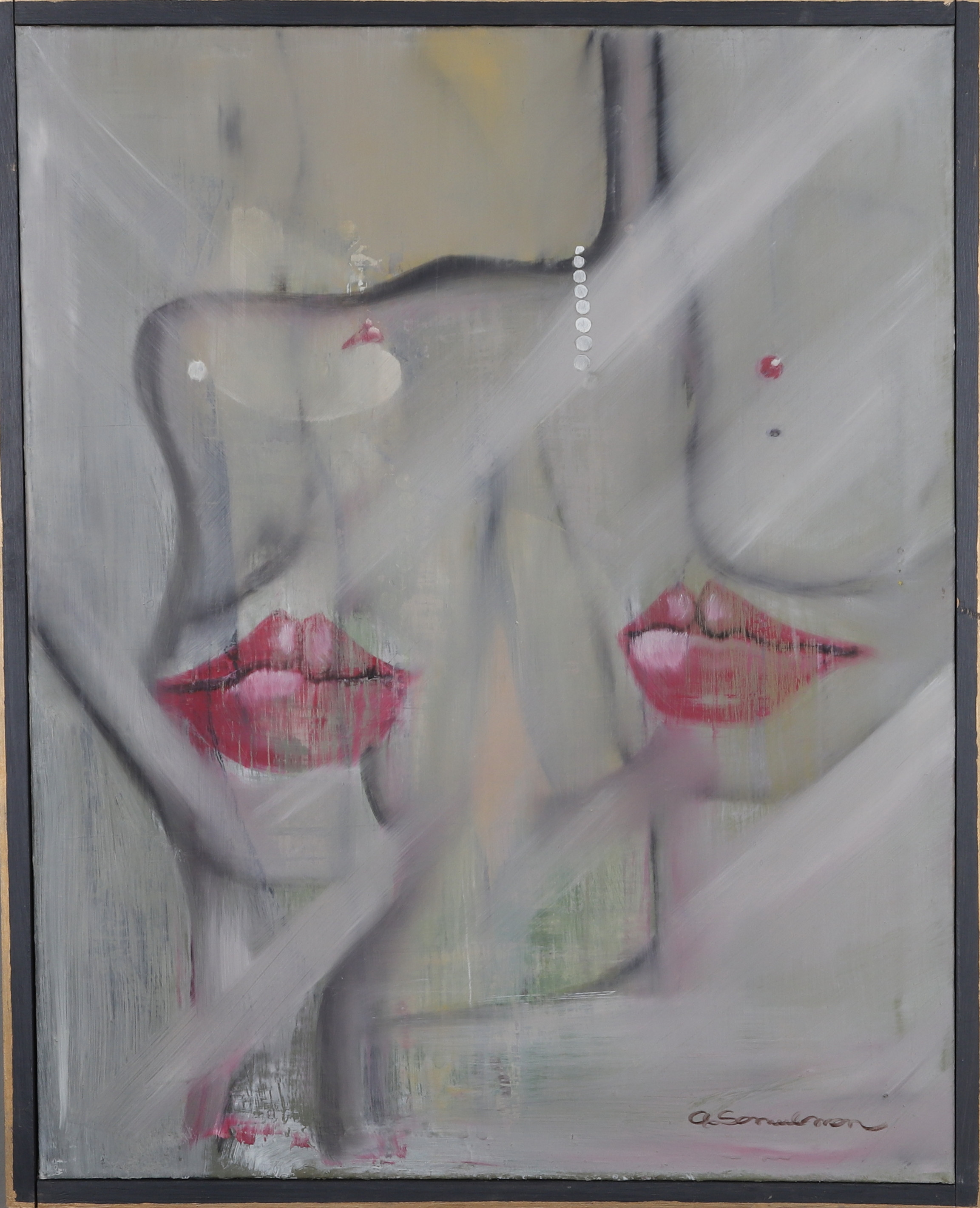 ANDERS SAMUELSSON. "White Pearls" olja på duk, signerad.