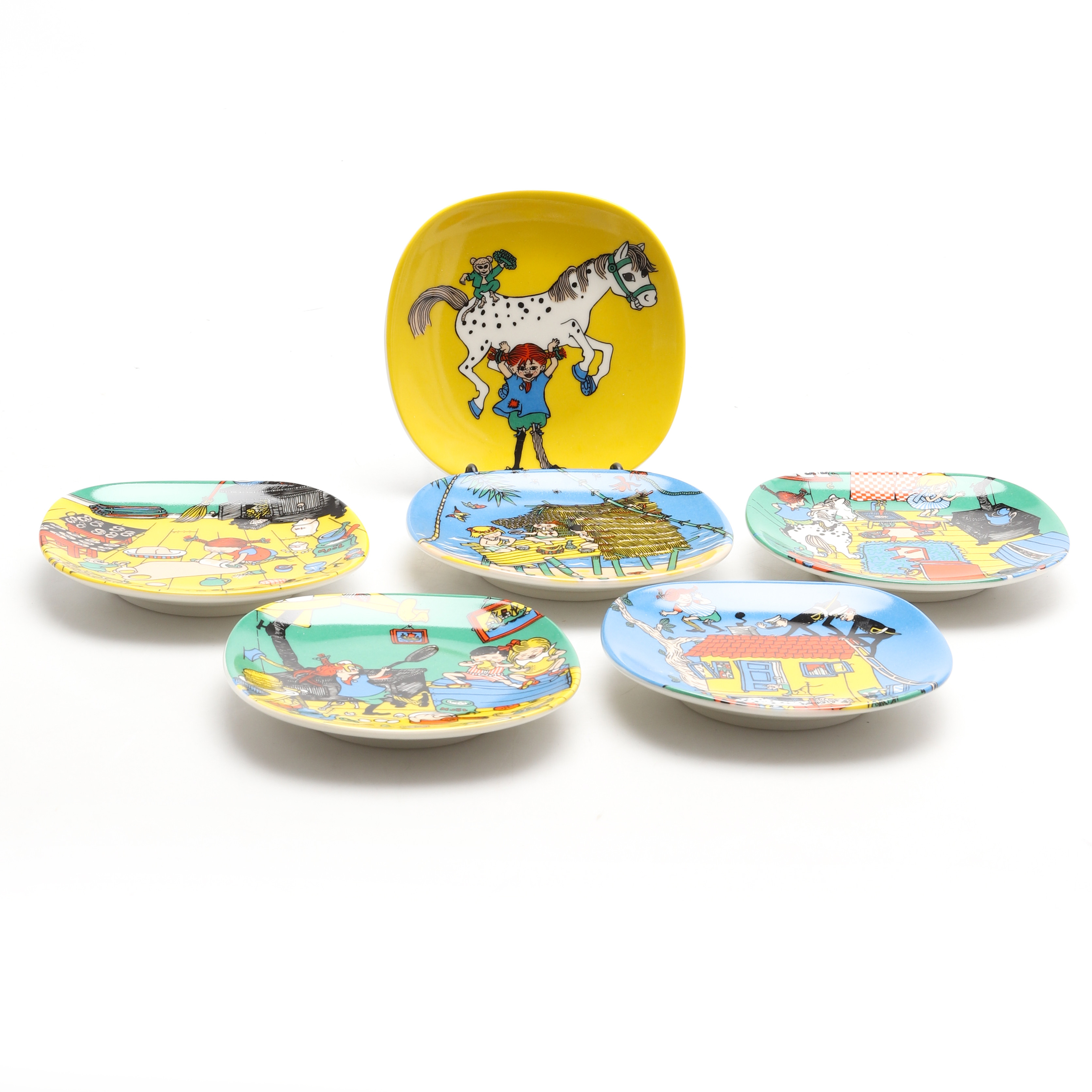 DEKORATIONSTALLRIKAR, 6 st, motiv av Pippi Långstrump, Astrid Lindgren & Ingrid Vang Nyman, Rörstrand.