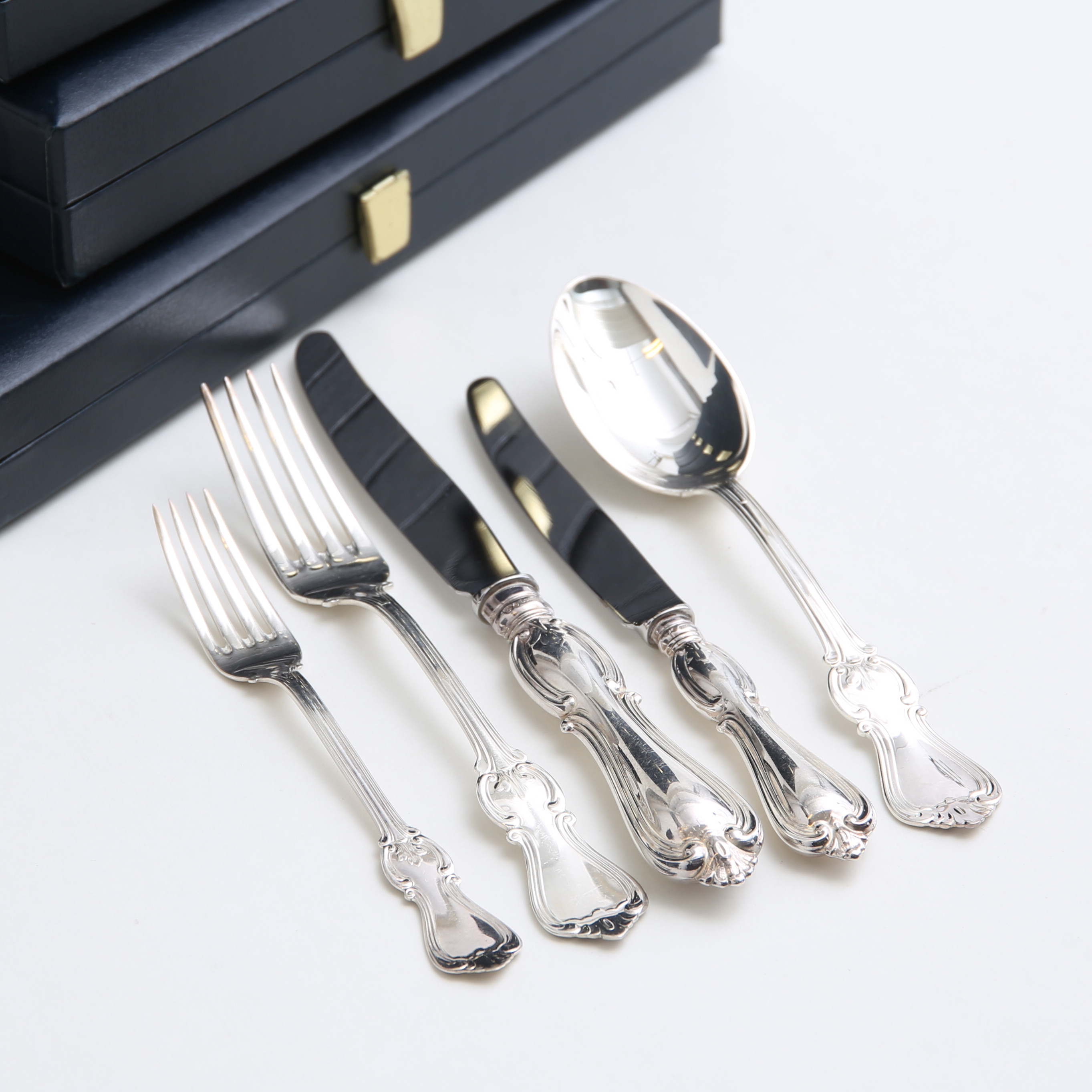 BESTICKSERVIS, "Olga", 60 delar, silver, total vikt 2658 gram Guldsmedsaktiebolaget Gab Eskilstuna, gram, 1988.