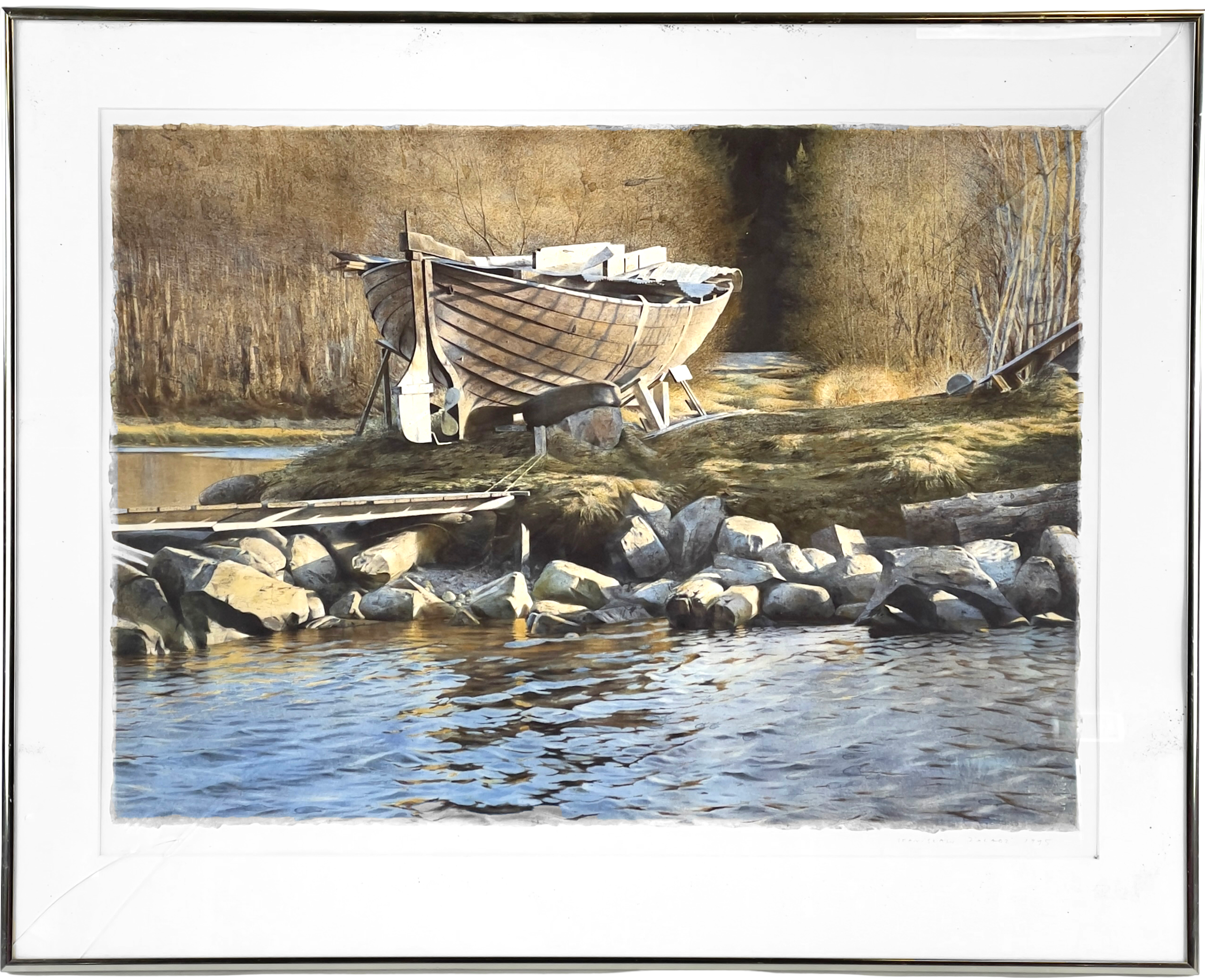 STANISLAW ZOLADZ. Färglitografi, upplagd träbåt, signerad, daterad 1995 samt numrerad 142/290.