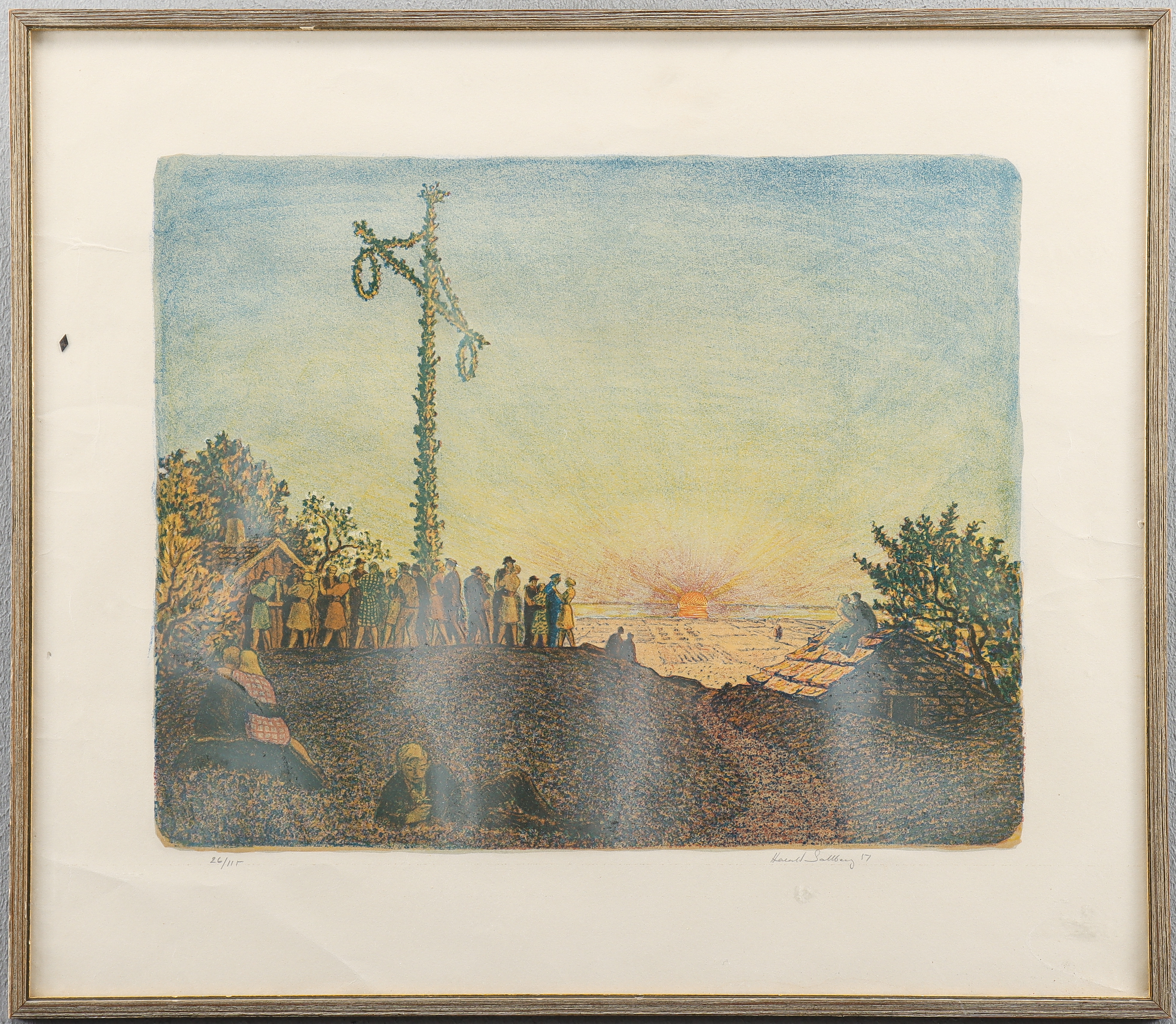 HARALD SALLBERG. Färglitografi 26/115, signerad.