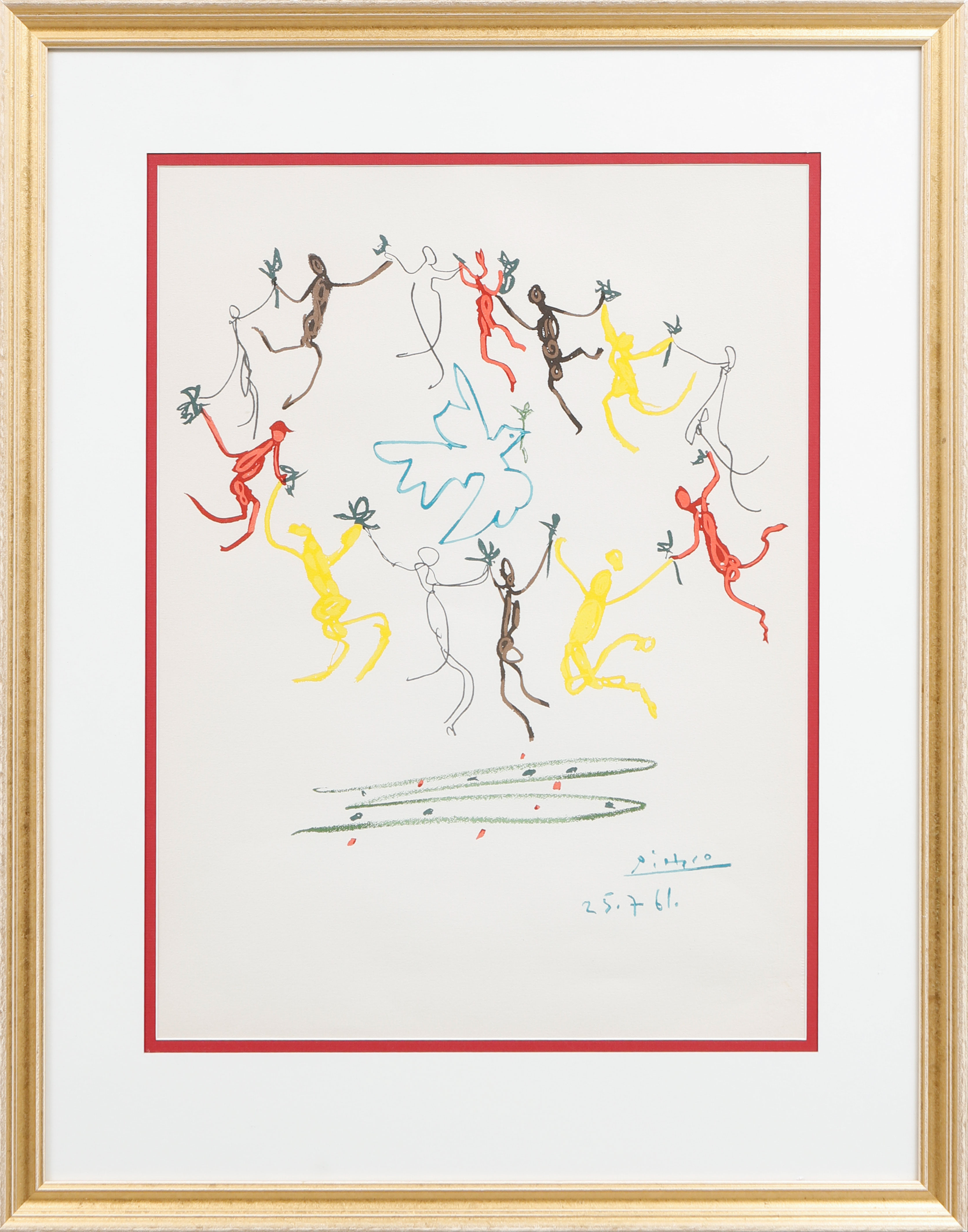 PABLO PICASSO. EFTER. "La Ronde de la Jeunesse", litografiskt tryck, signerad i trycket.