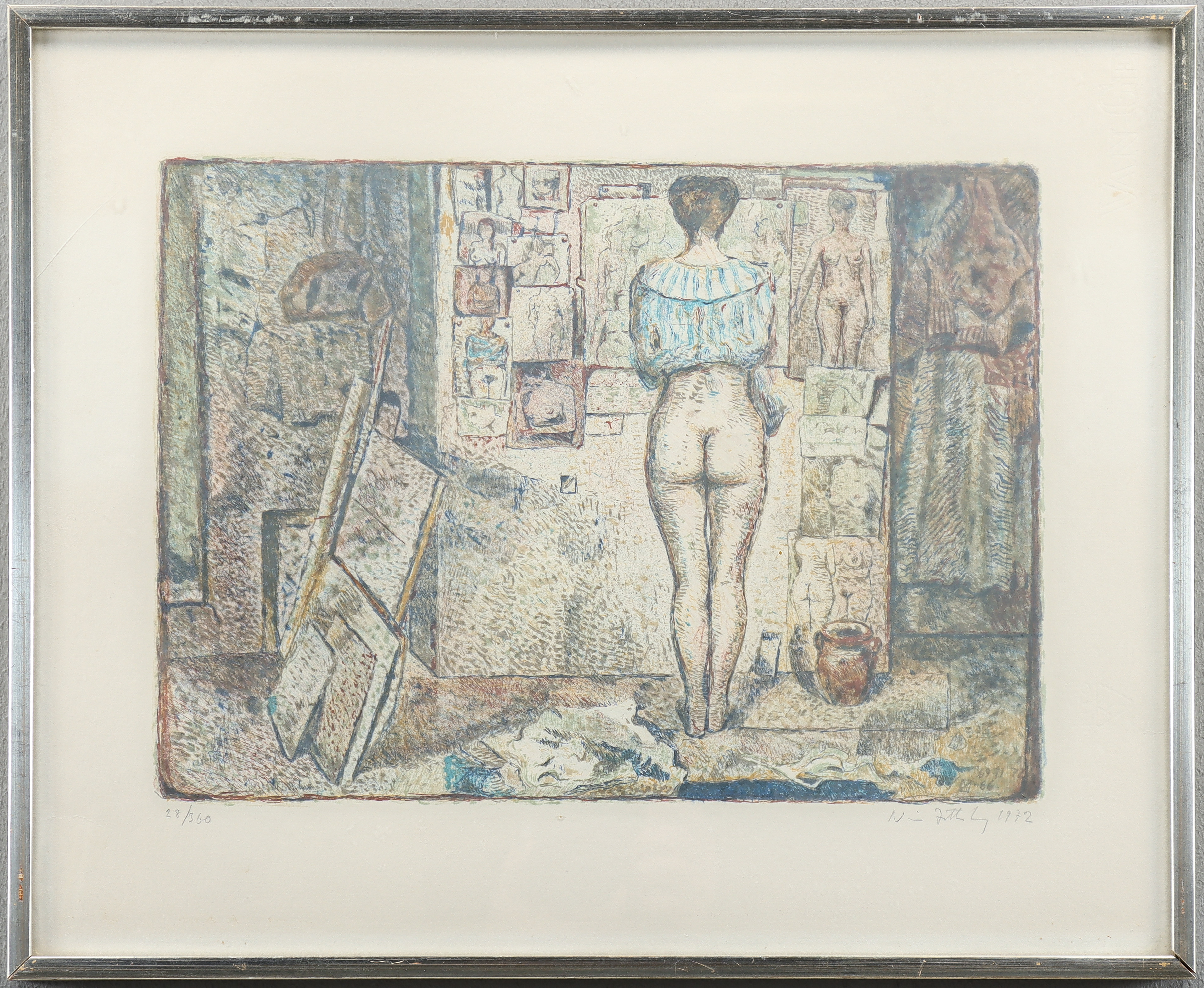 NISSE ZETTERBERG. Etsning 28/360, signerad 1972.