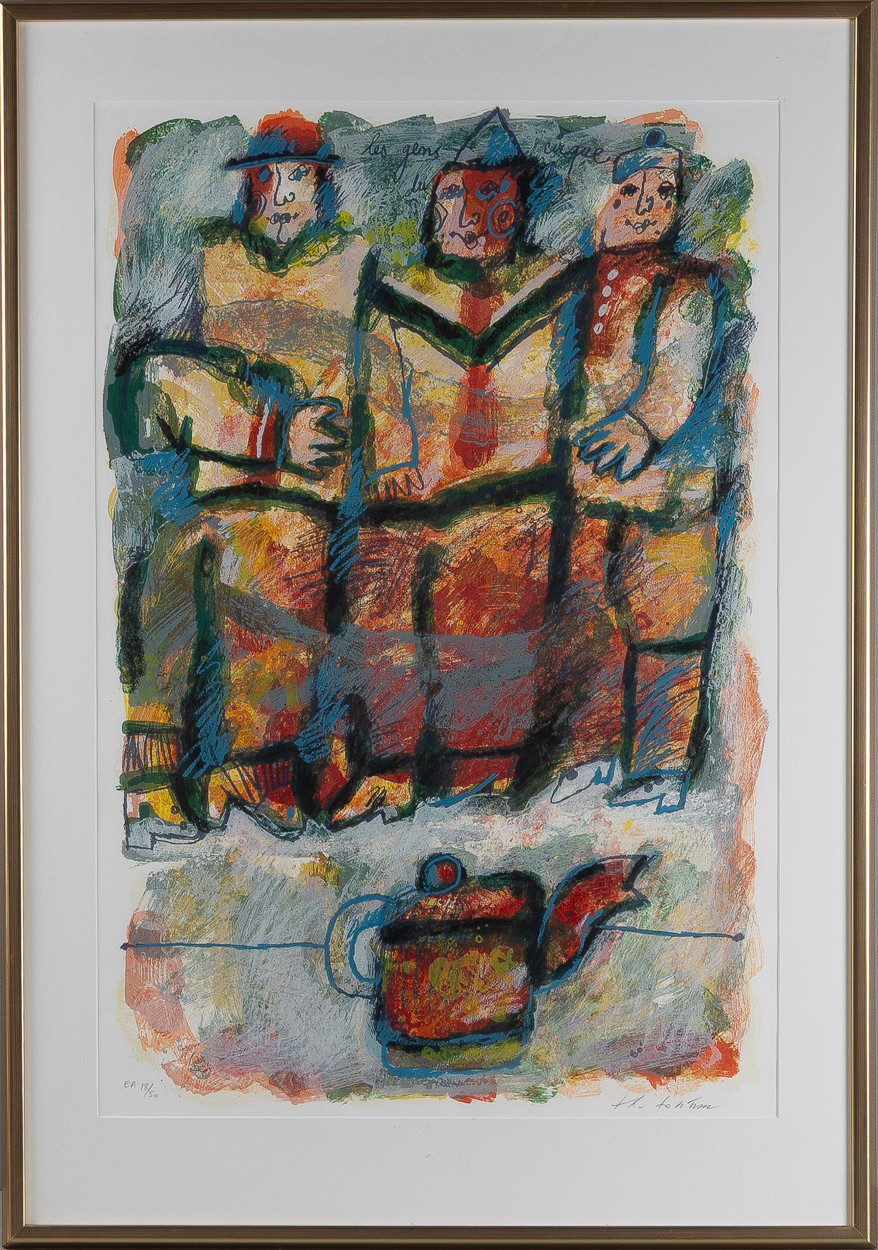 THEO TOBIASSE. "Les gens du cirque", färglitografi.