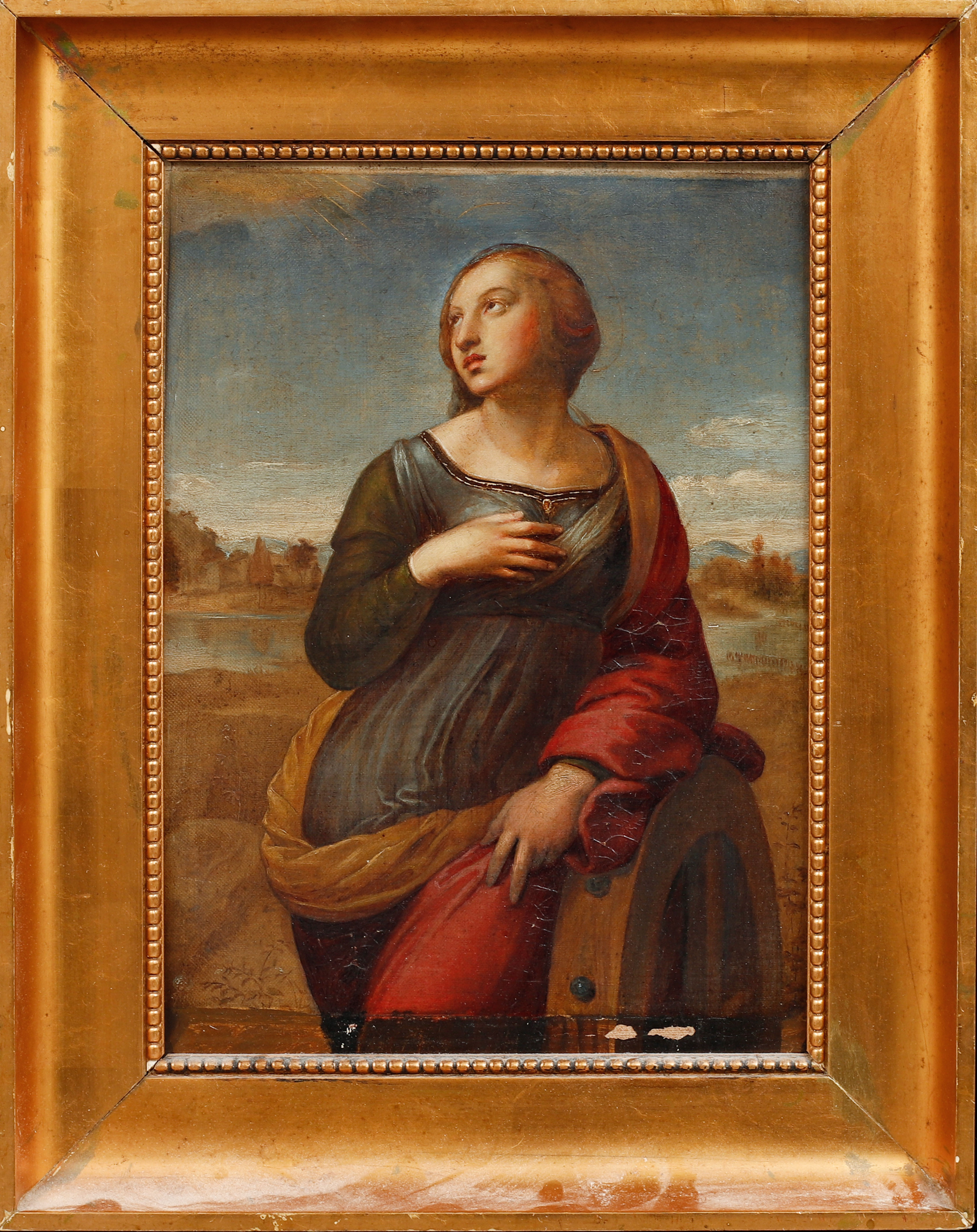 RAFFAELLO SANZIO. Efter. "Heliga Katarina av Alexandria", olja på duk, 1700-tal.