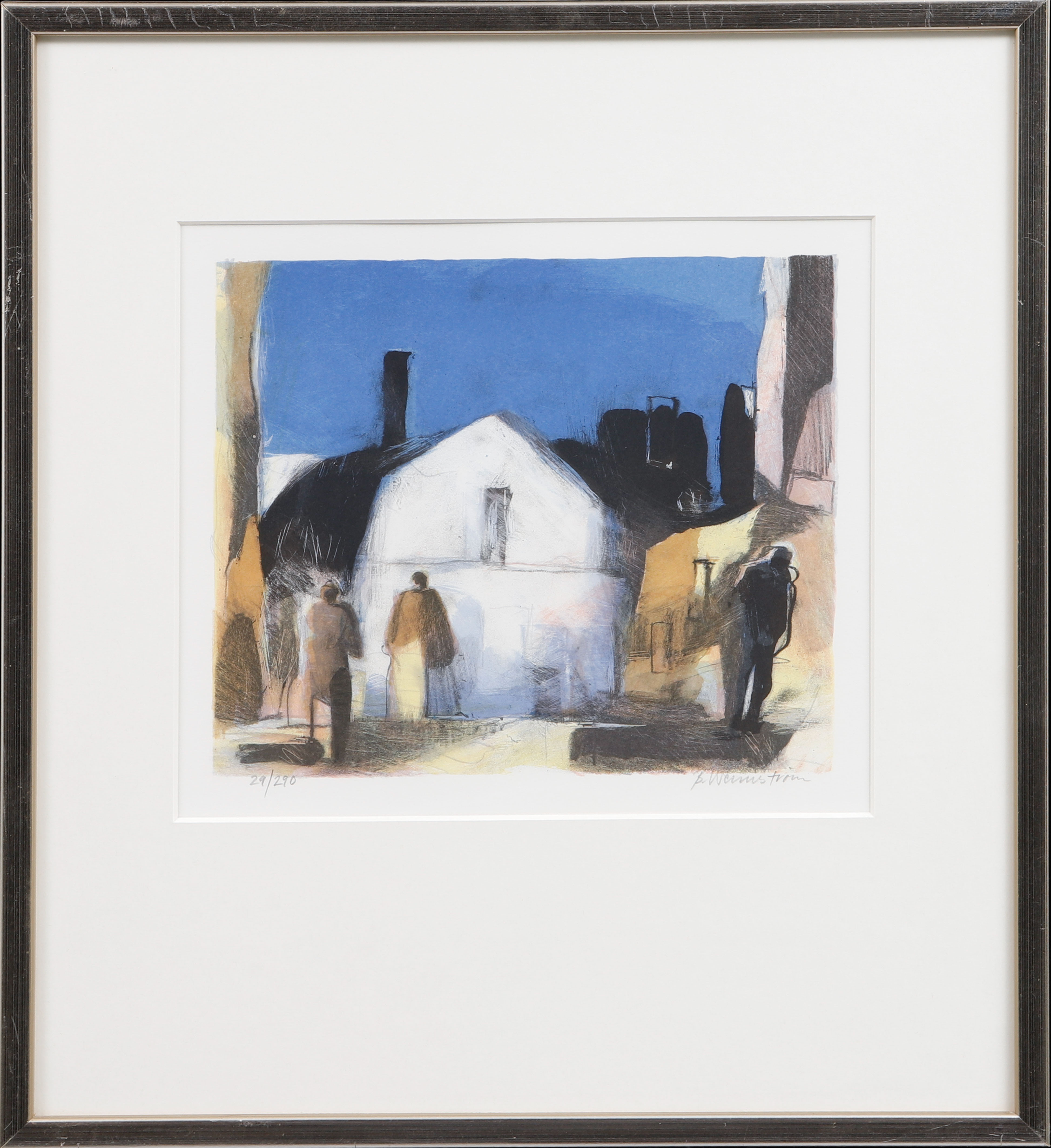 BERNDT WENNSTRÖM. Gatubild med figurer, färglitografi, signerad och numrerad 297290.