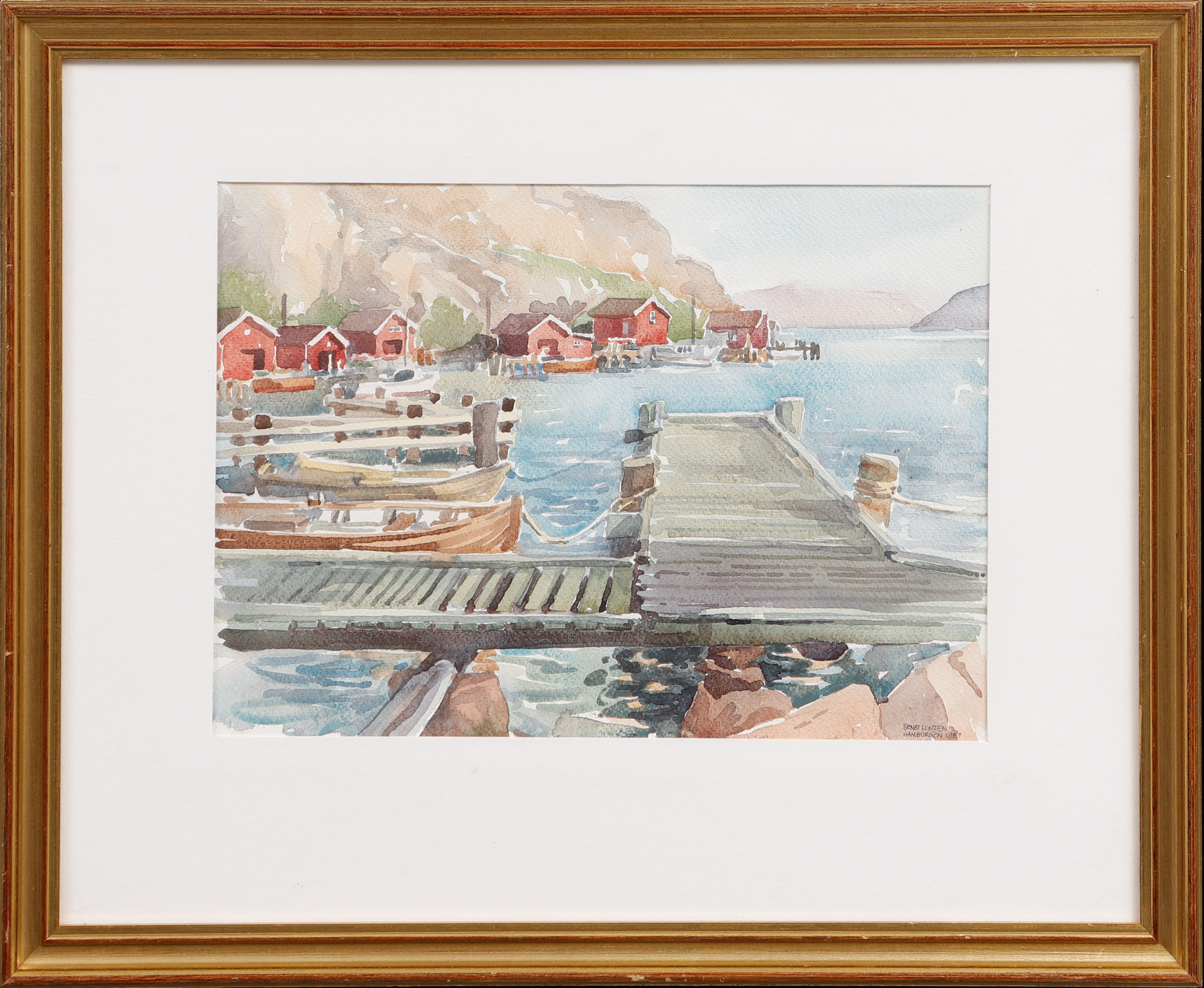 BENGT LUNDÉN. "Hamburgön 1989", akvarell, signerad.