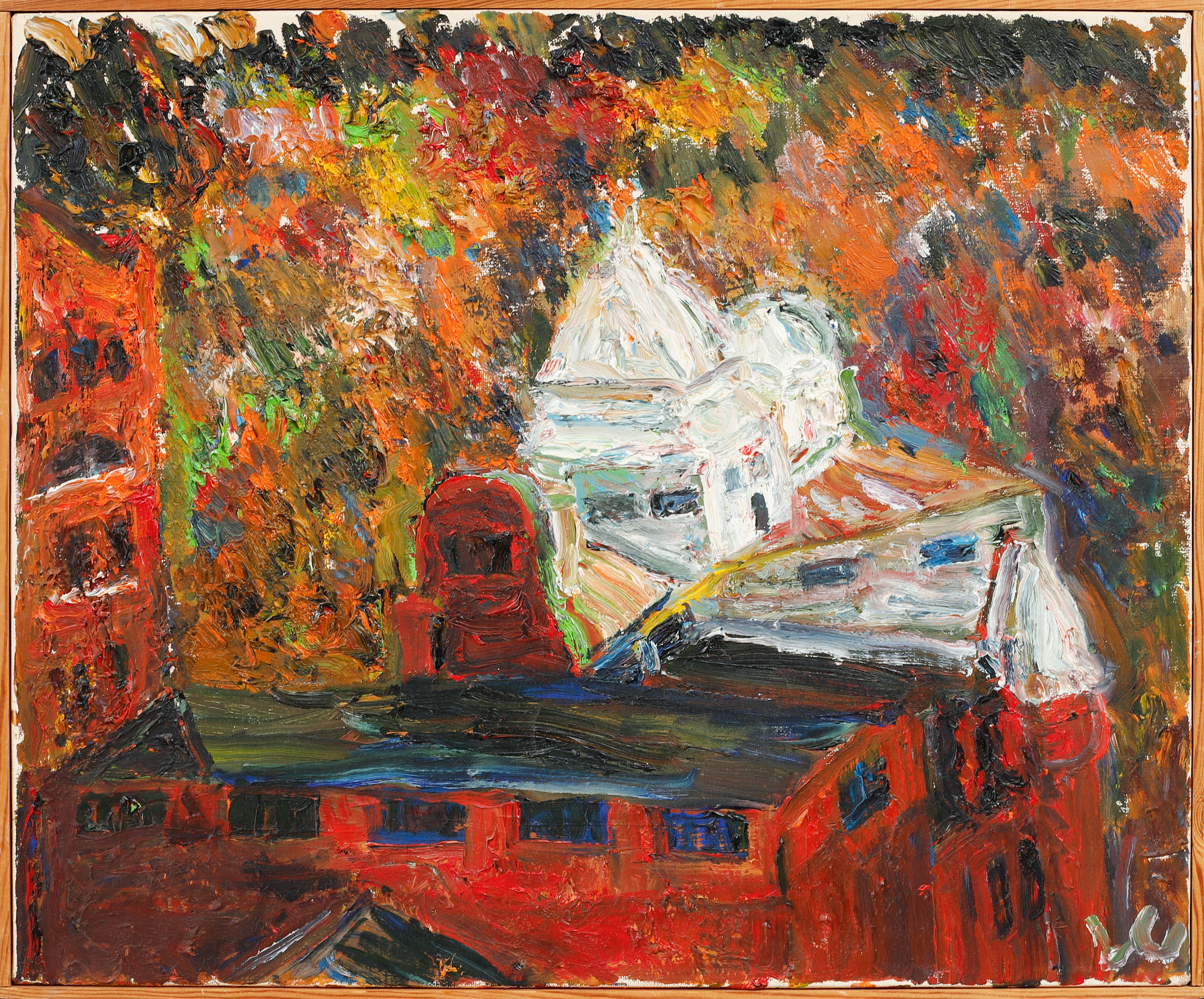 LARS CARLSSON. Hamnmotiv, akryl på duk, signerad.