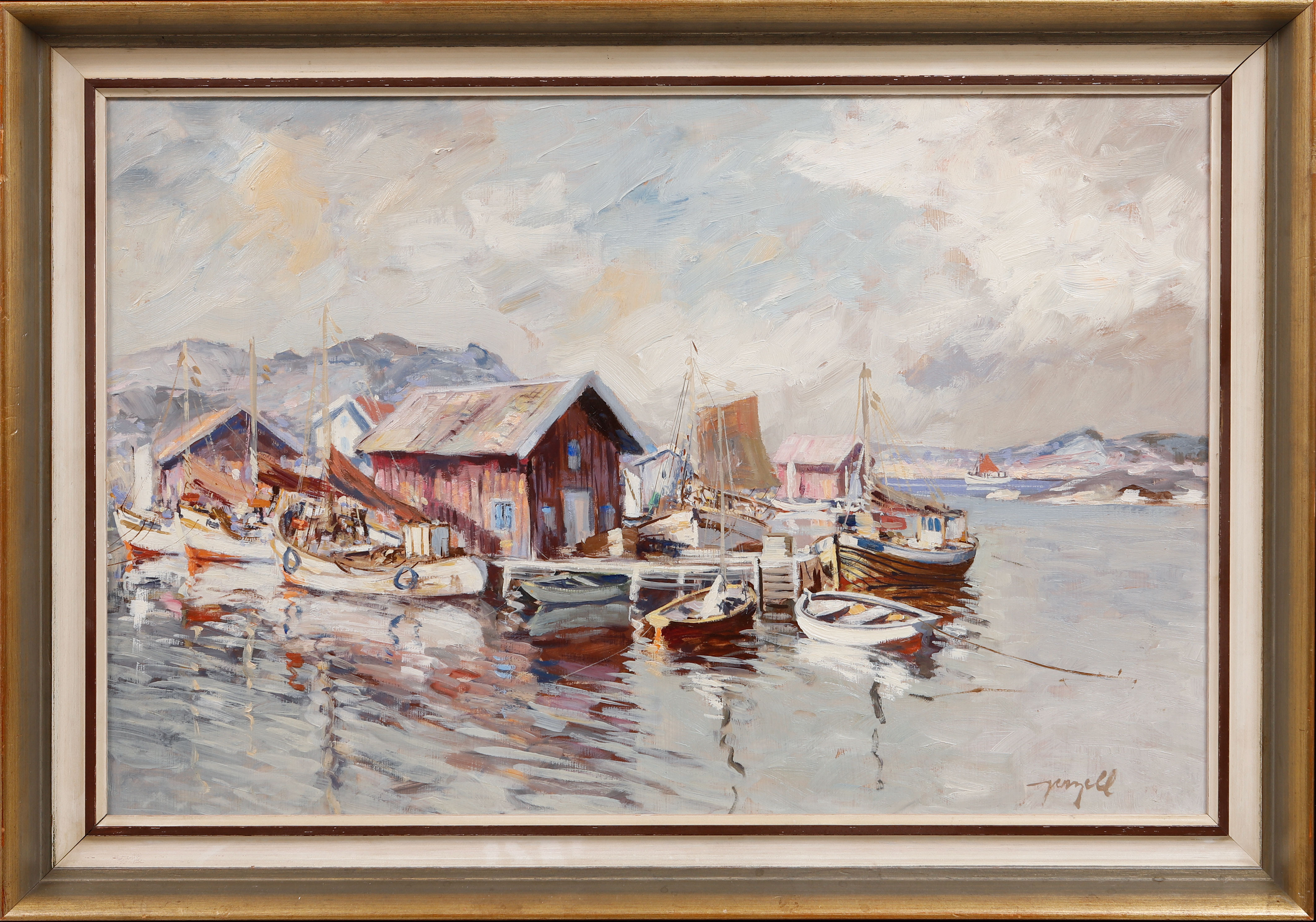 TORALF JERGILL. "Västkust", olja på pannå, signerad.