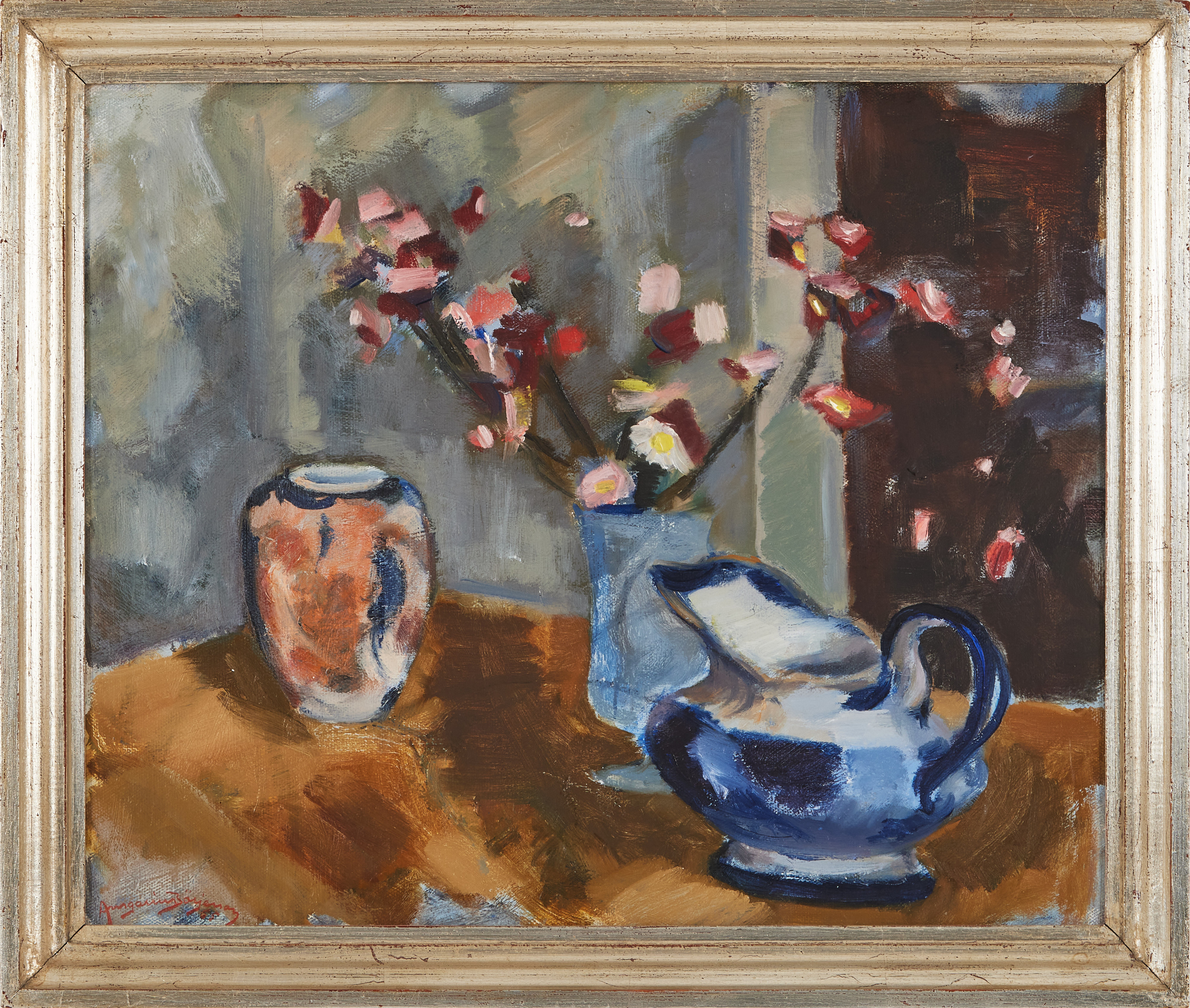 ANSGARIUS BÖRJESSON. Stilleben med kanna, olja på duk, signerad samt daterad 55.