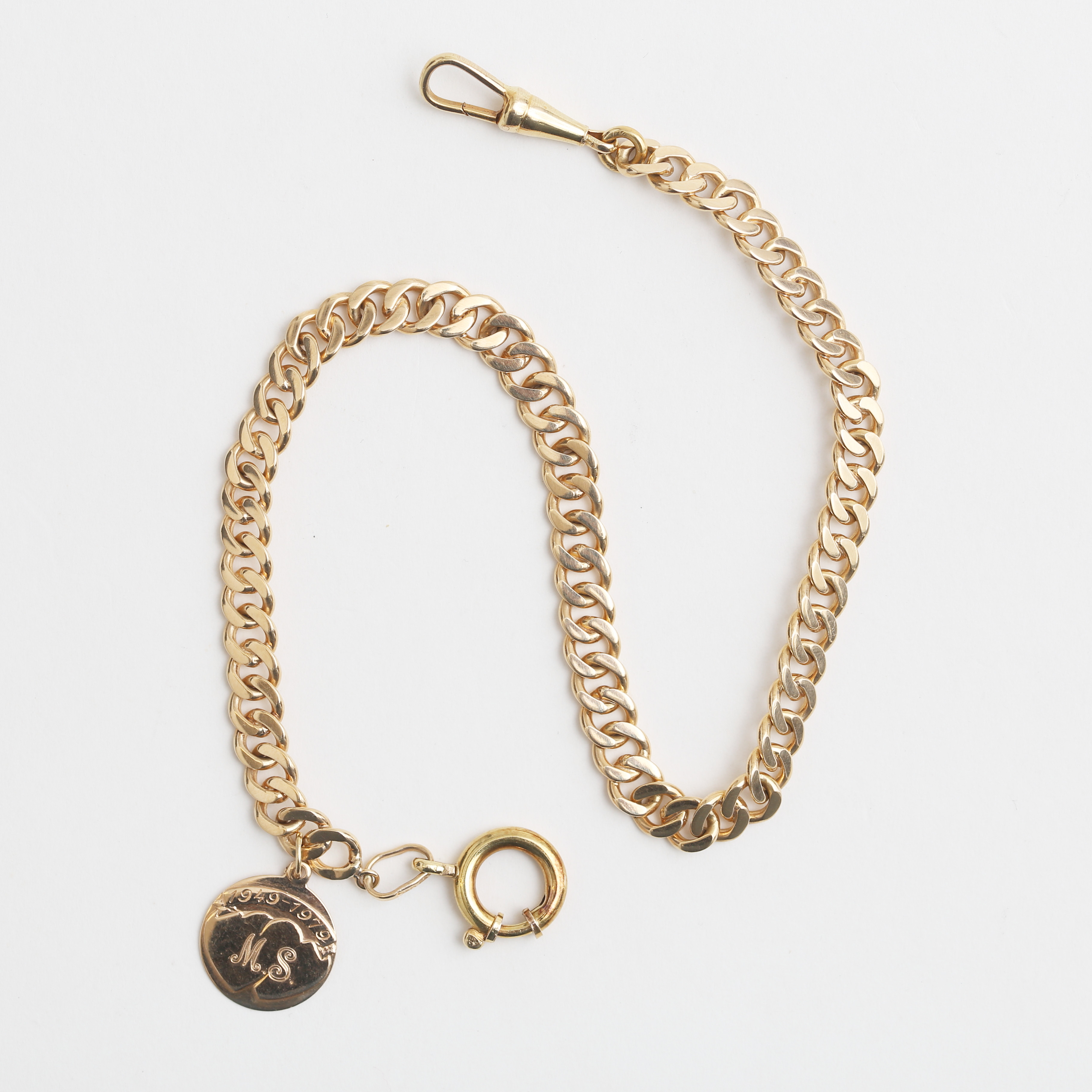 KLOCKKEDJA med BERLOCK, 18 k guld, 23,94 gram.