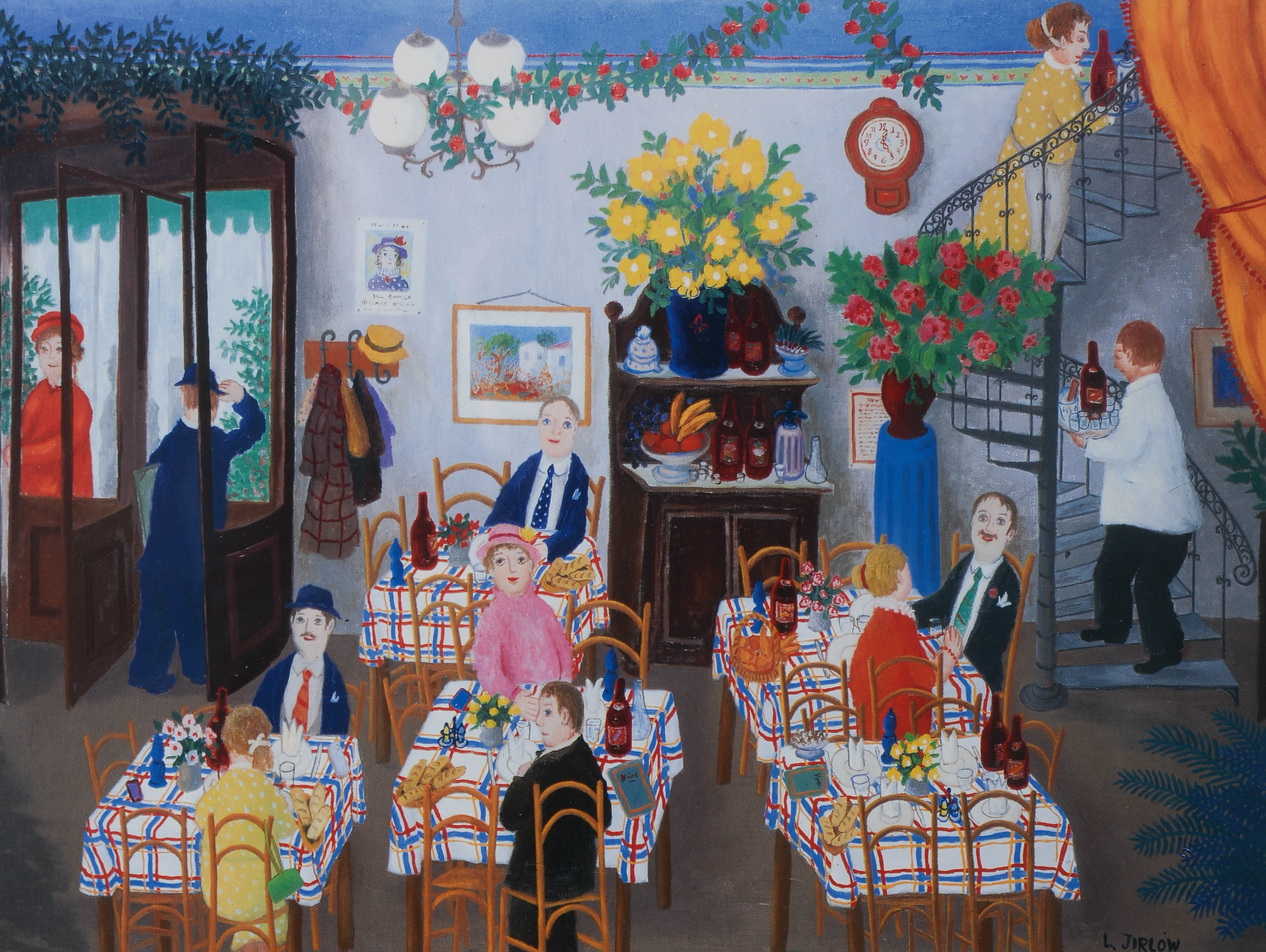 LENNART JIRLOW. EFTER. Restaurangmotiv, rastertryck, signerad i tryck.