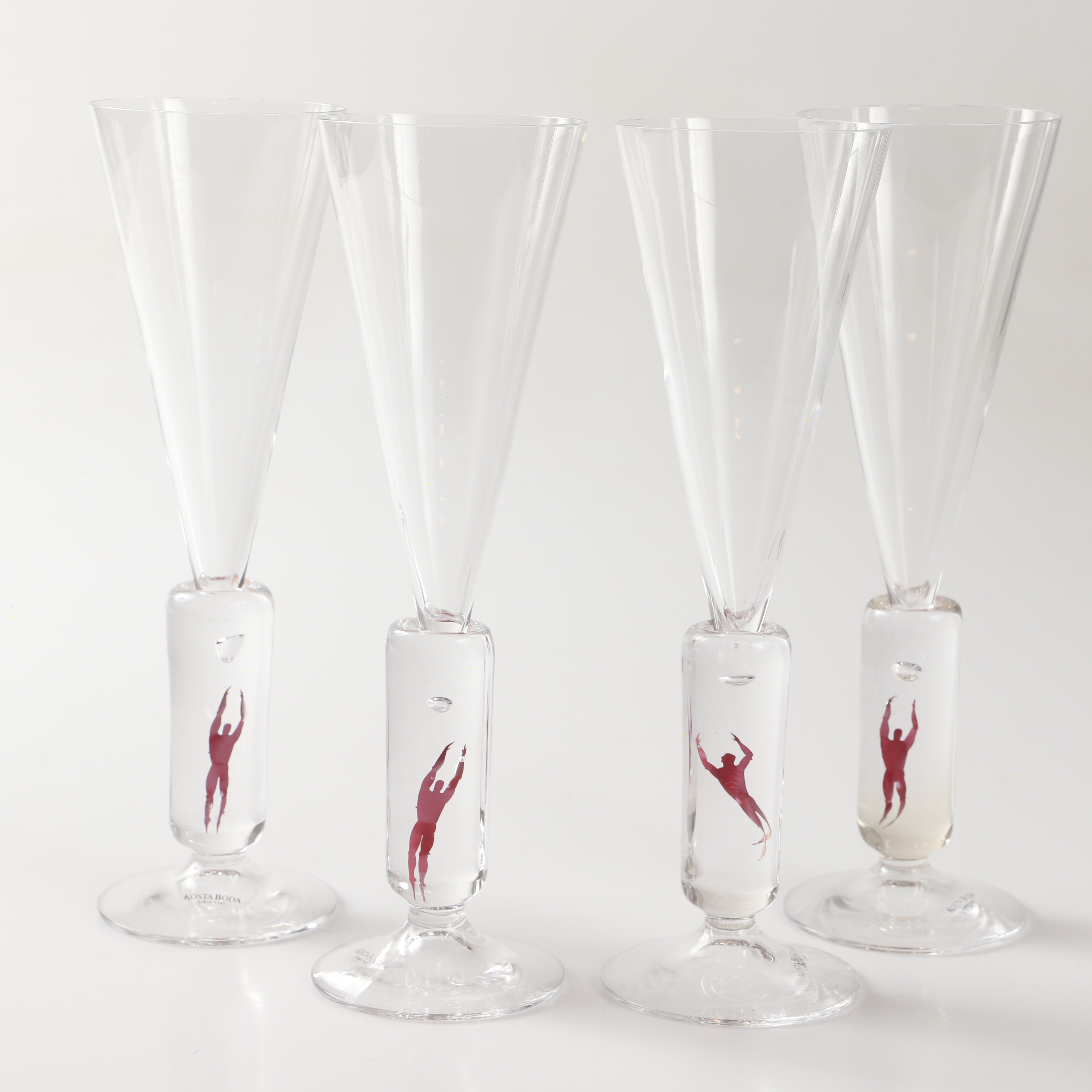 BERTIL VALLIEN. Champagneglas, 4 stycken, "Millennium", Kosta Boda.