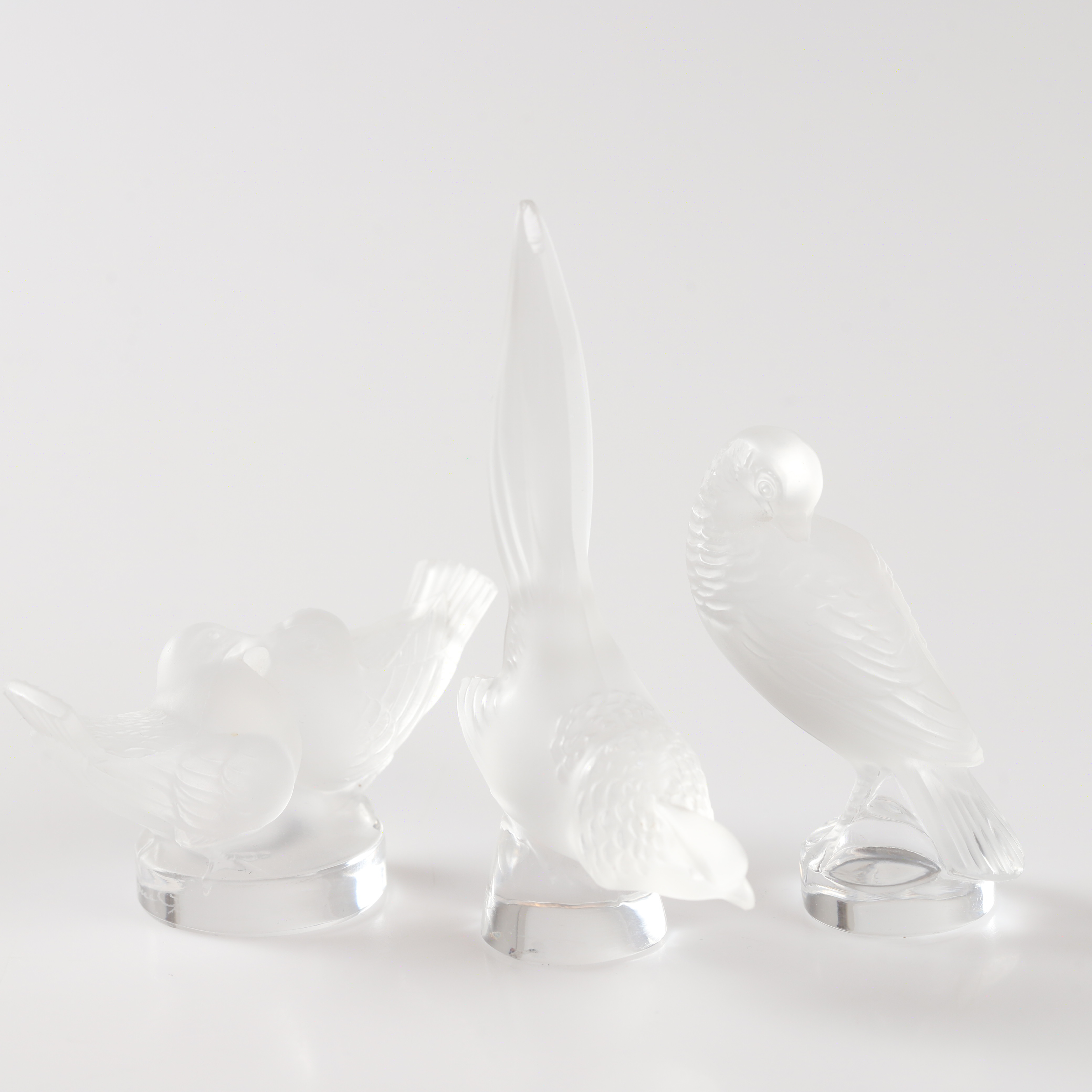 FIGURINER, 3 stycken, glas i form av fåglar, Lalique, Frankrike.