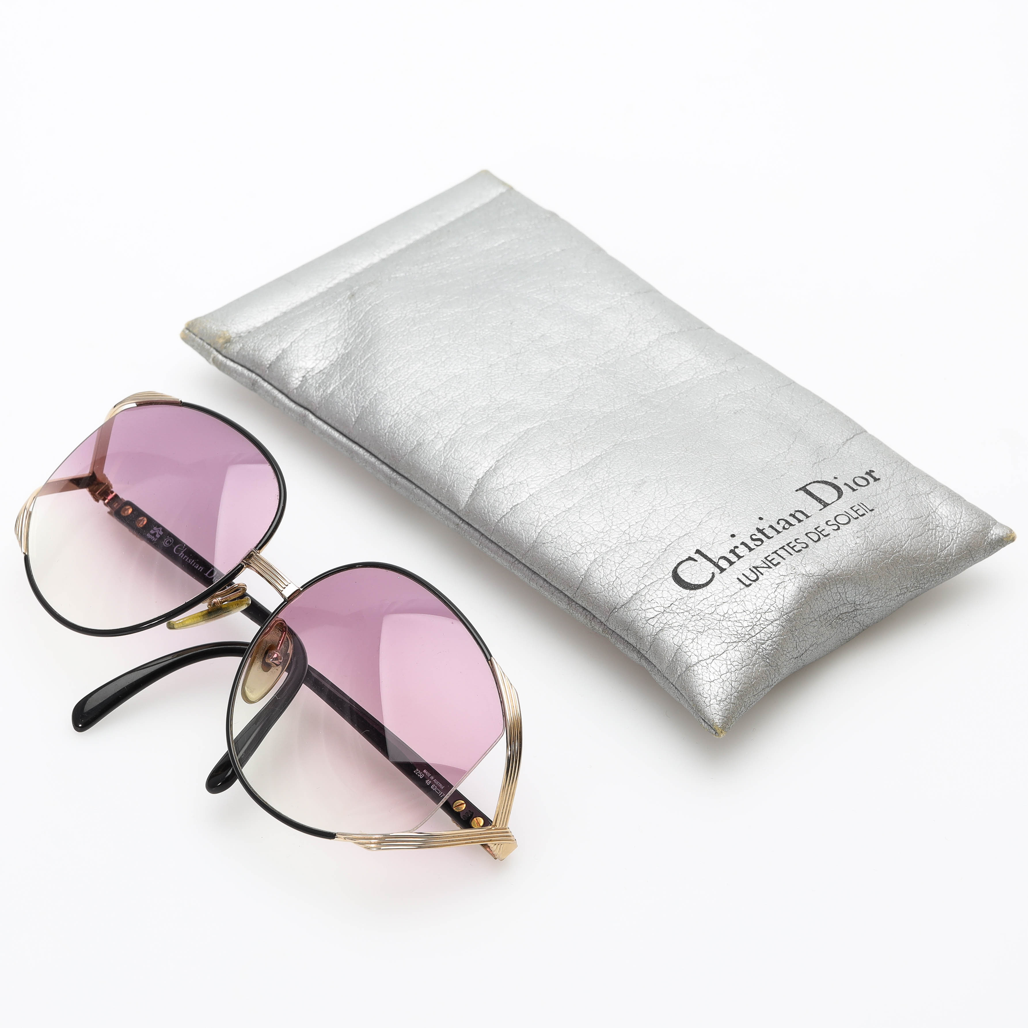 SOLGLASÖGON, Christian Dior 2250 48, 1980-tal, etui.
