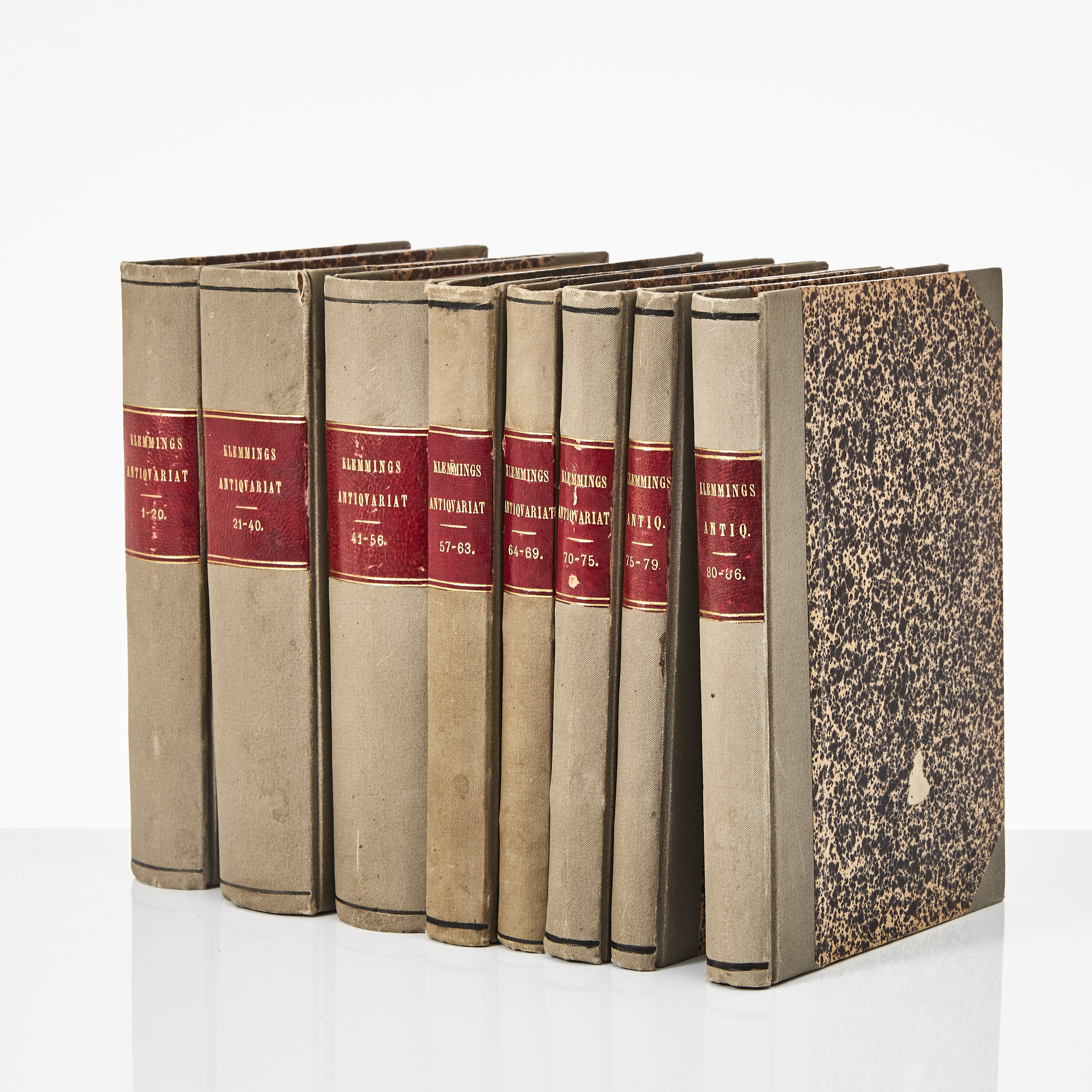 KLEMMING, ANTIKVARIATSKATALOGER, 1871-1890, 8 volymer.