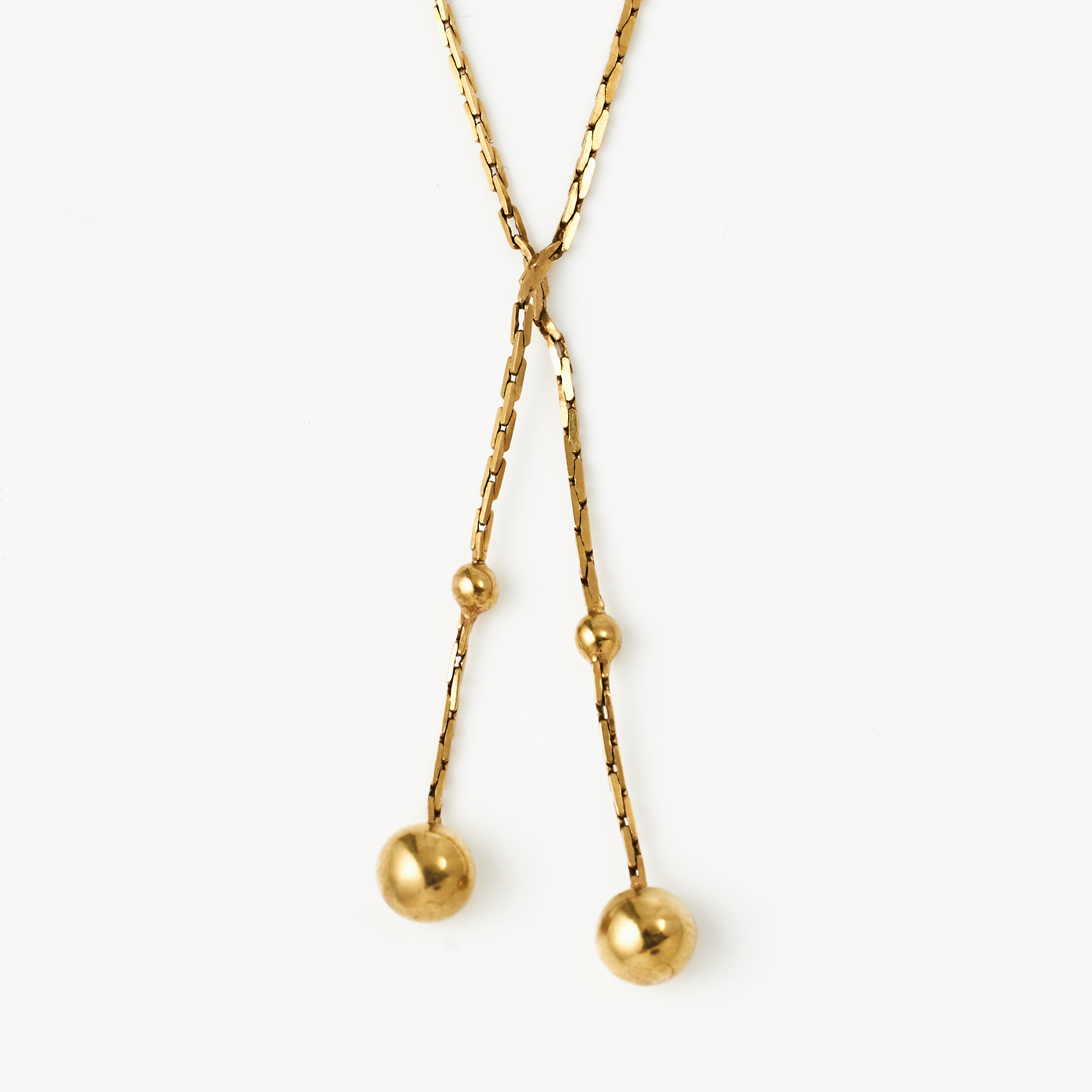 HALSKEDJA, 18 k guld, med kulformade avslut, svensk kontrollstämpel.
