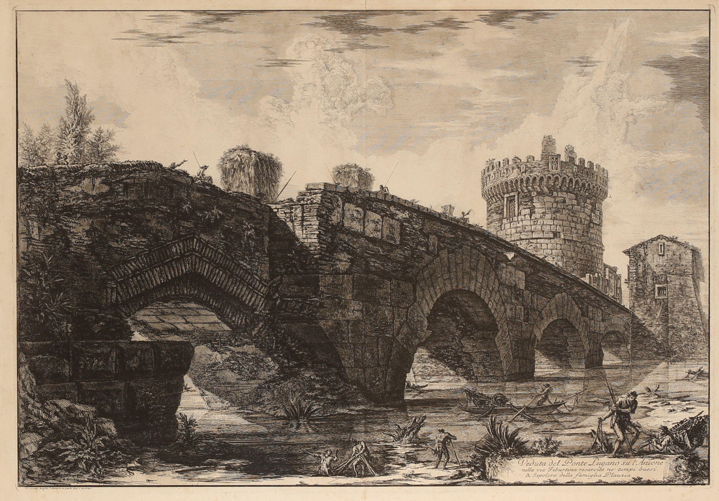 GIOVANNI BATTISTA PINARESI. Etsning, signerad i plåt, 1763.