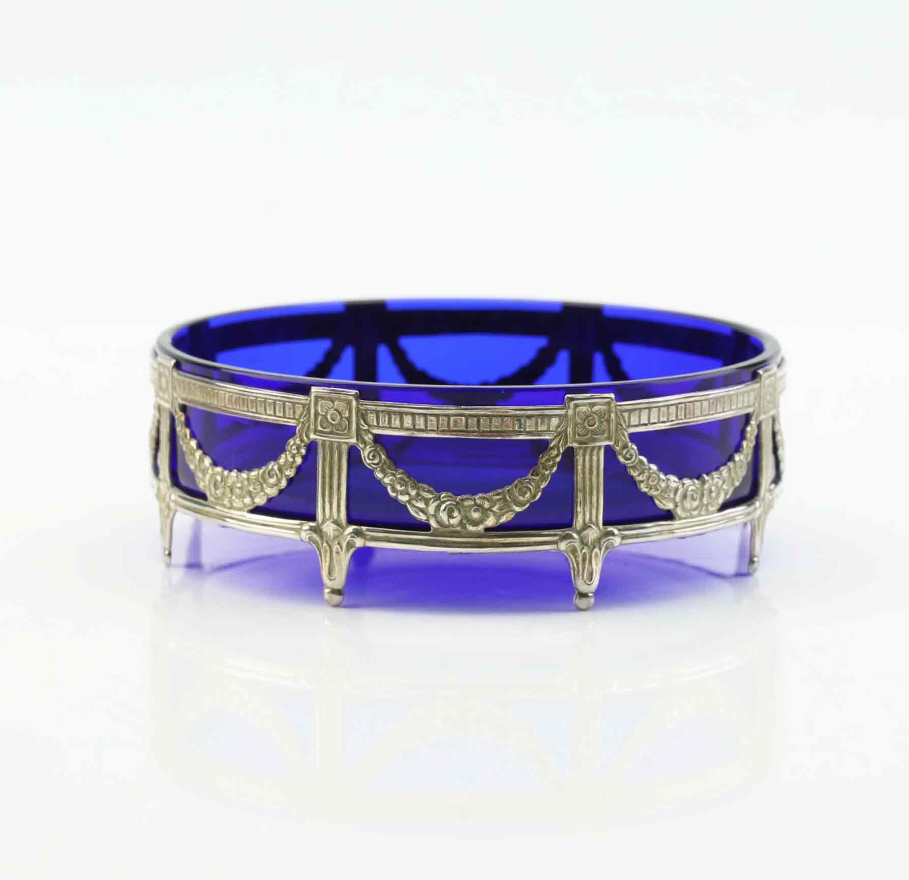 SALTKAR, stelingsilver och glas, Gustaviansk stil, Mema, 1966.