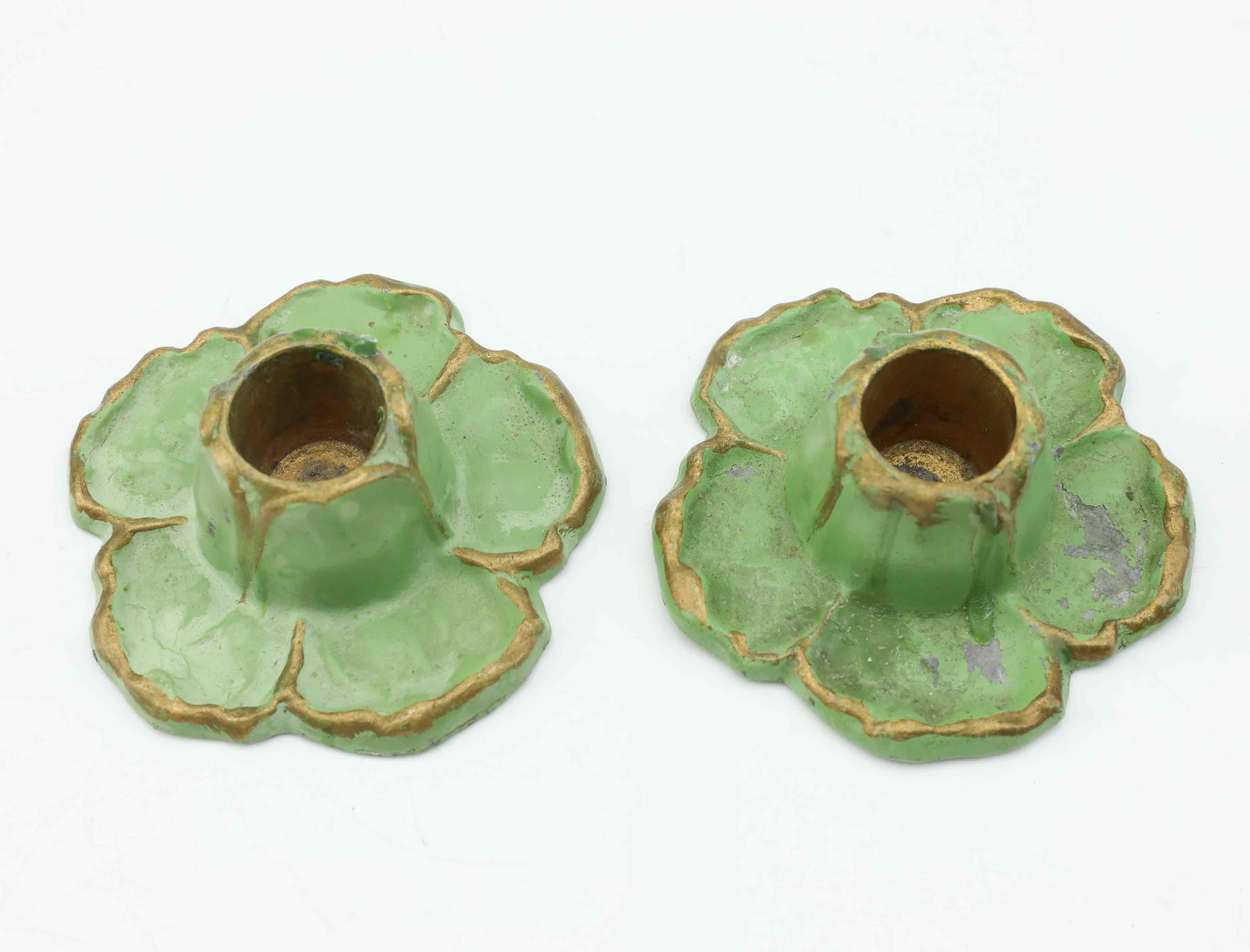 LJUSSTAKAR, 1 par, grön, gjutjärn, V.O Metallprodukter, Svensk Handel & Industri, Stockholm.