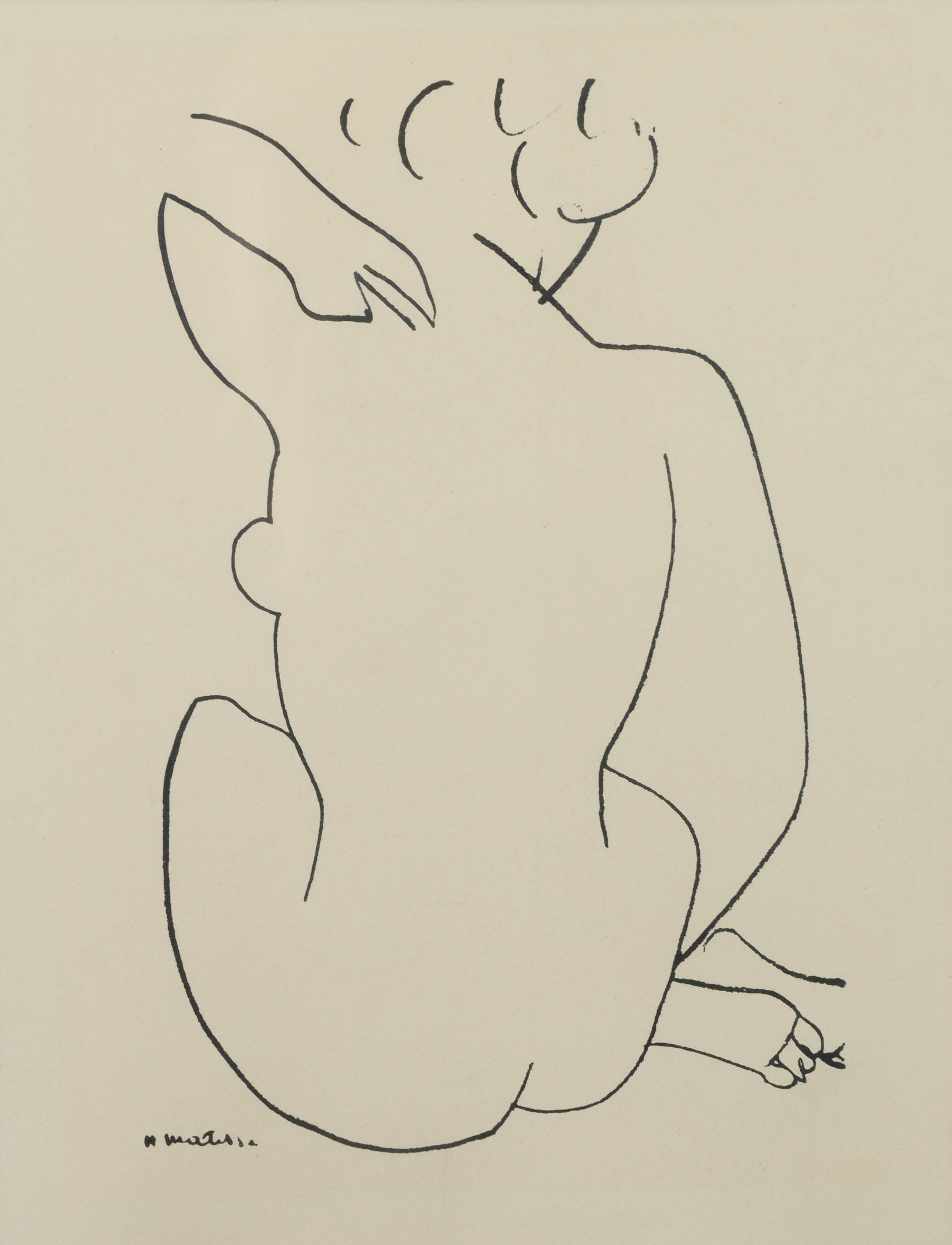 HENRI MATISSE. EFTER. Litografi, kvinna bakifrån, signerad i tryck.