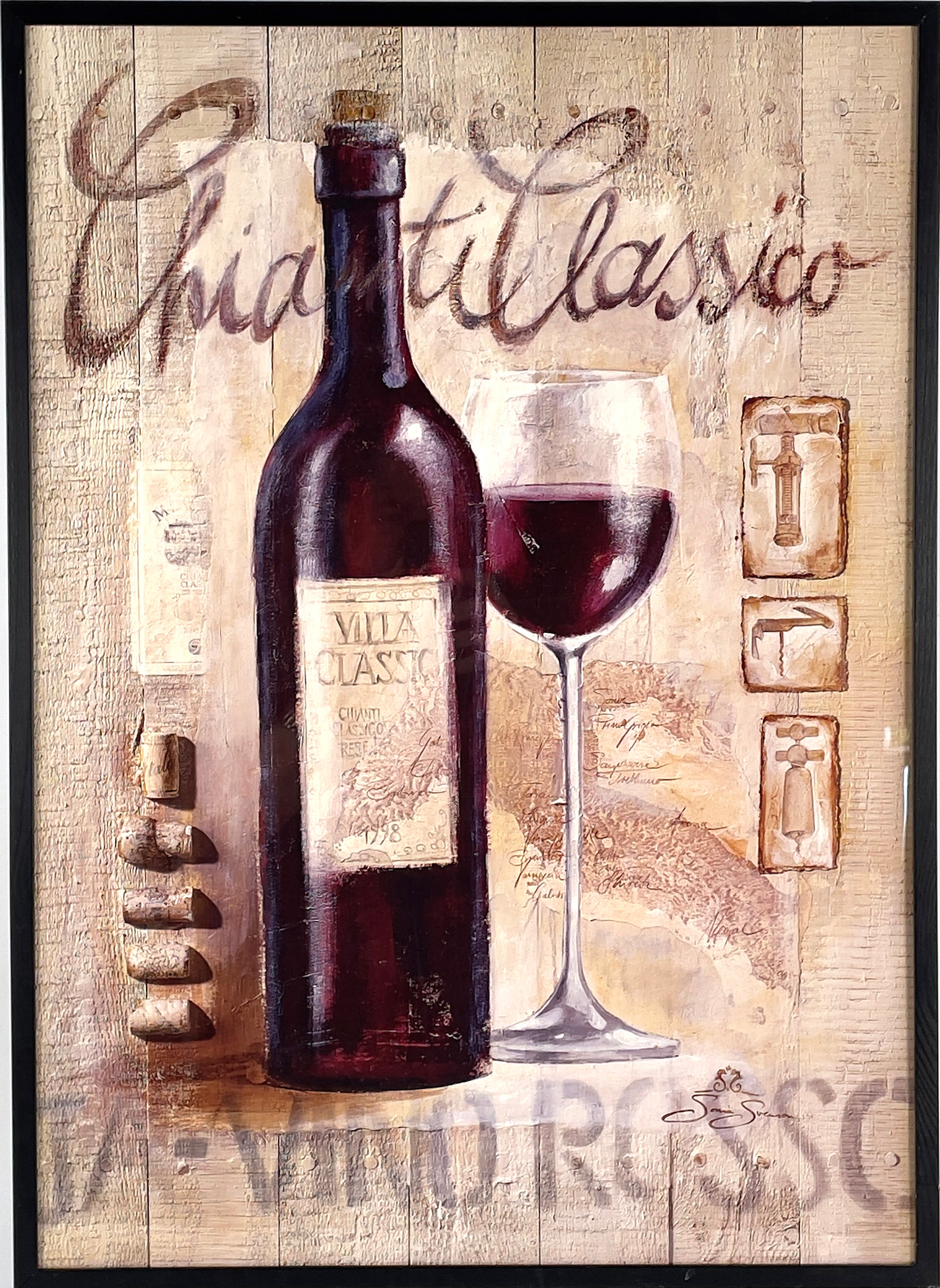 AFFISCH, offsettryck, "Chianti Classico, Vino Rosso", signerad Sonia Svenson i trycket.
