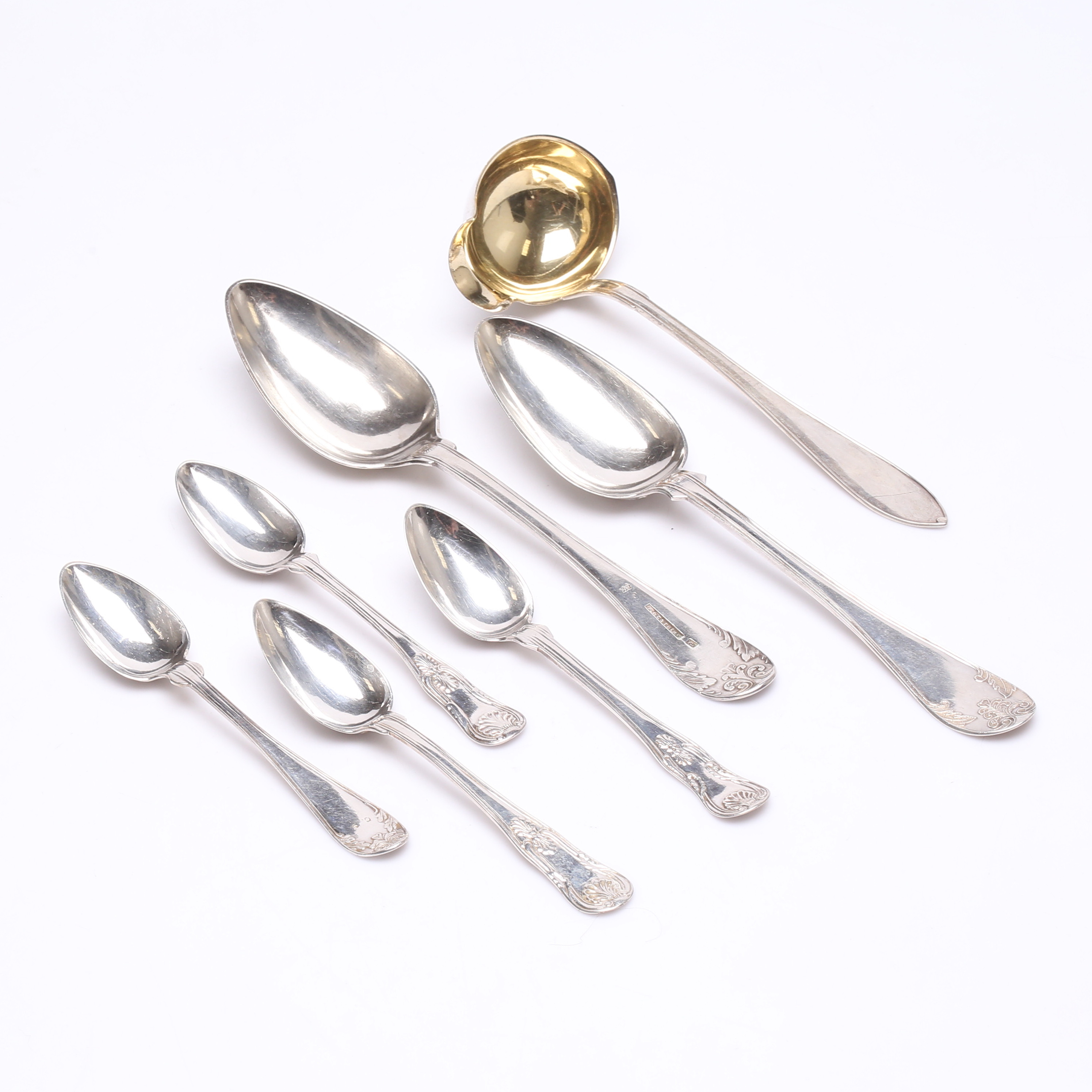 SILVERFÖREMÅL, 7 delar, 255 gram, 1800-1900-tal.