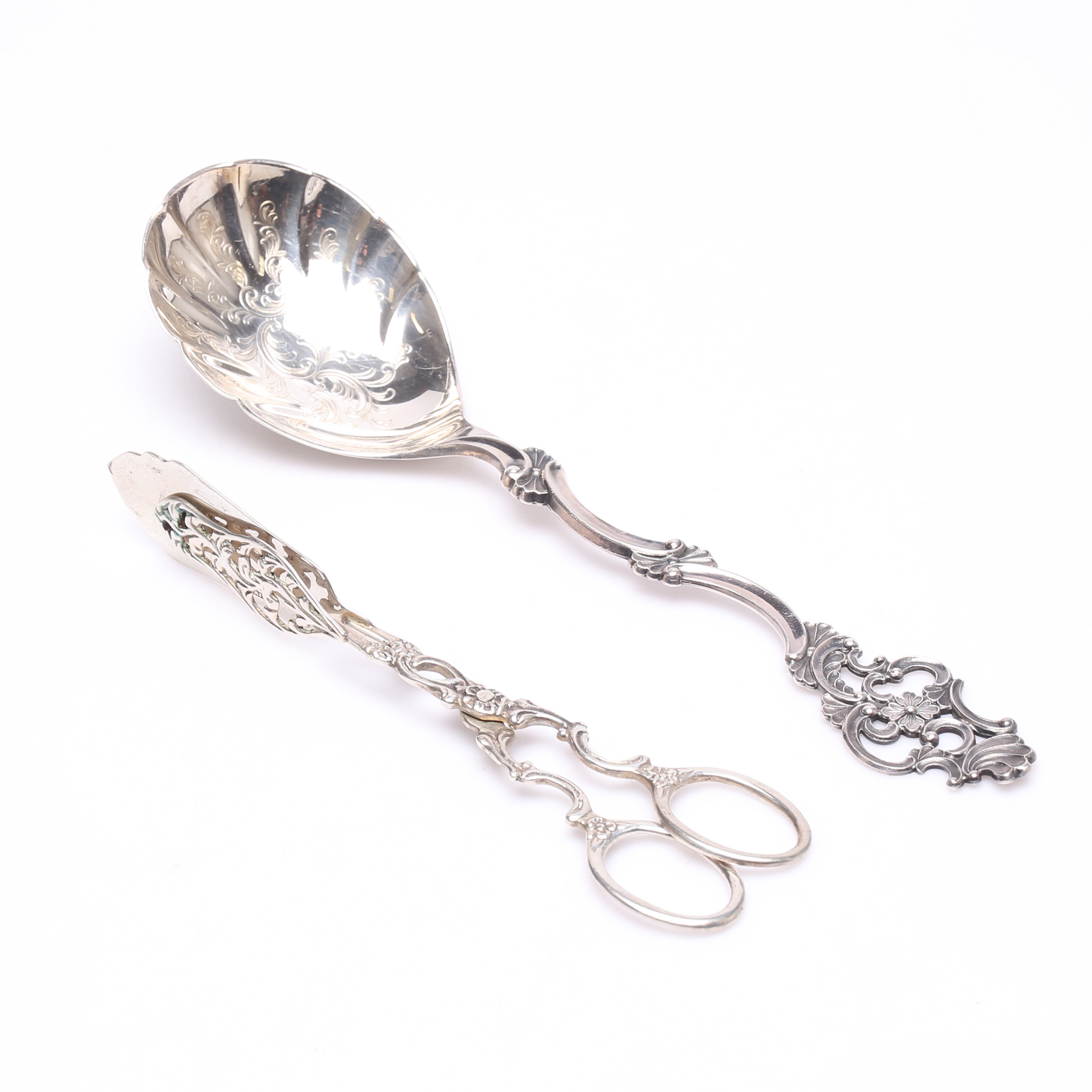 SKED samt KAKTÅNG, silver, vikt ca 70 gram.