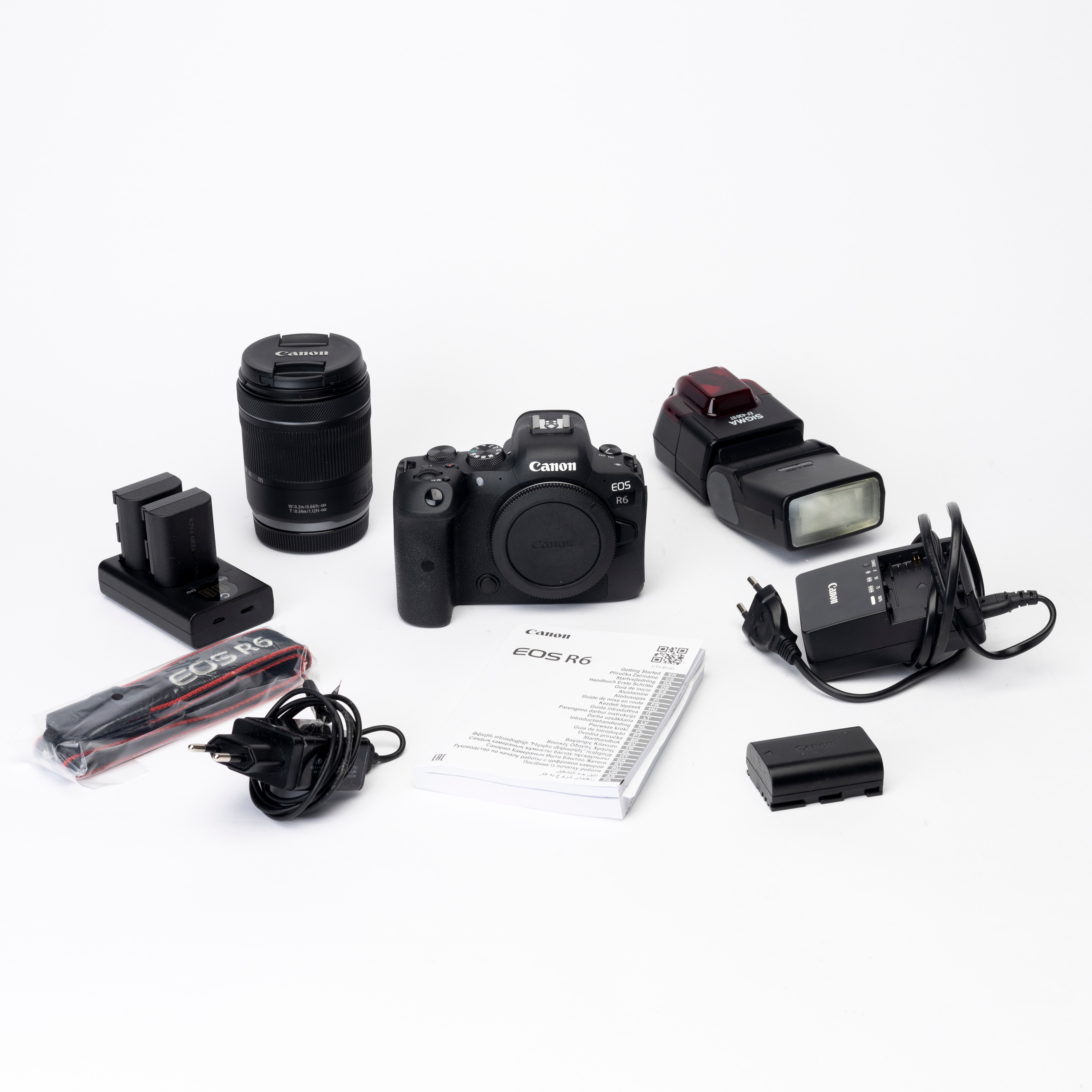 CANON EOS R6, spegellös fullformatskamera med tillbehör. I Originalkartong.