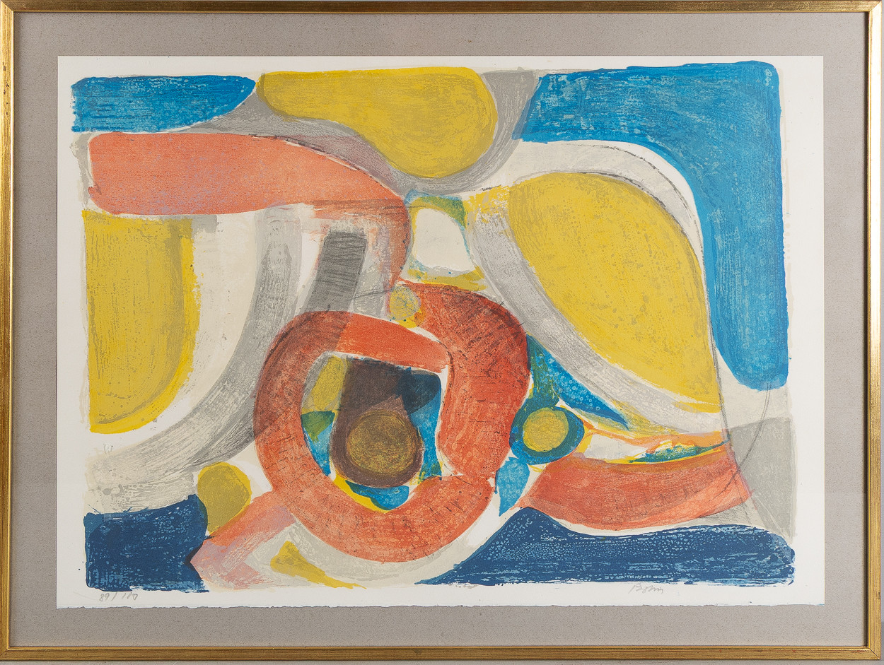 GUSTAV BOLIN (1938-1999). Komposition, färglitografi.